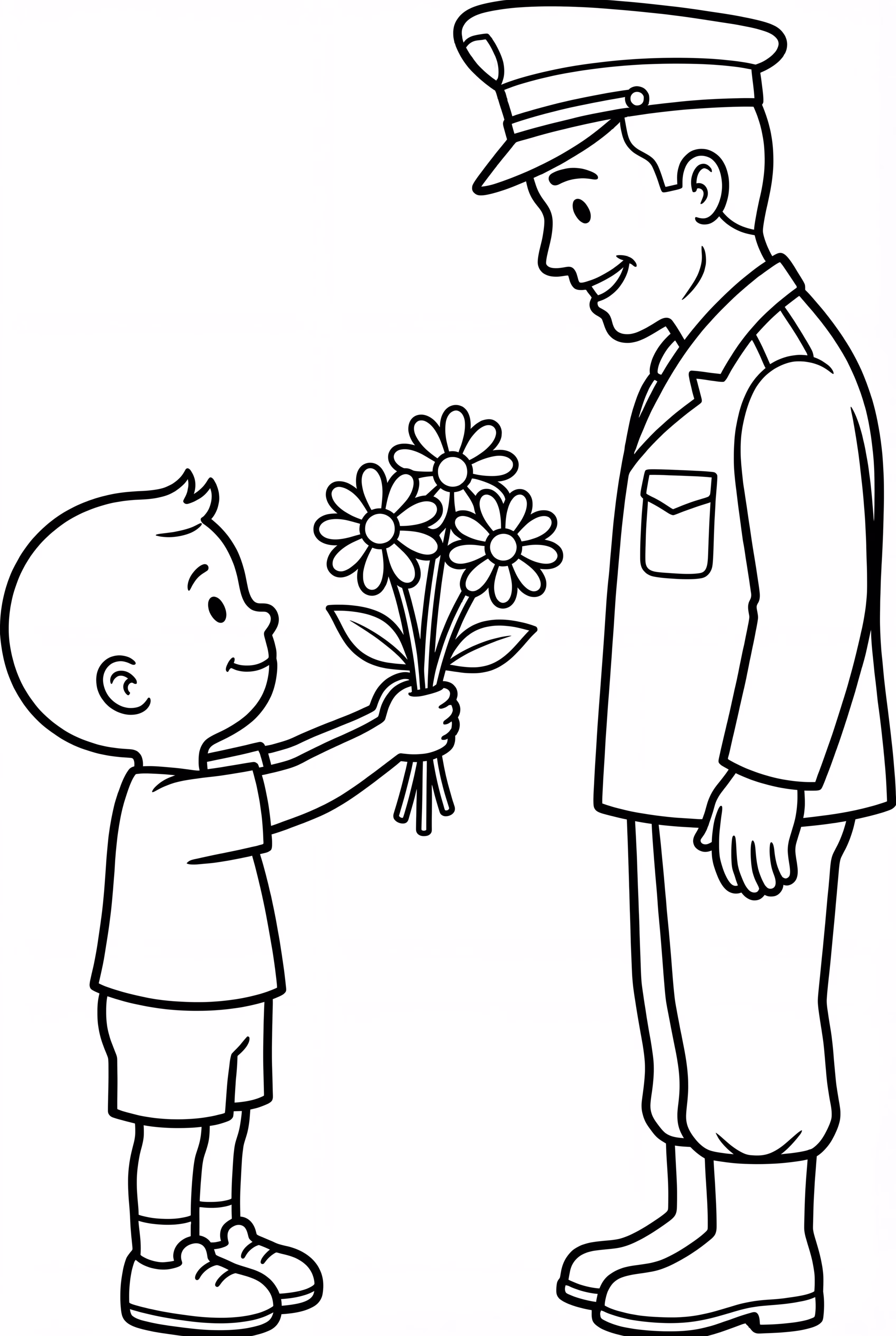 Child Giving Flowers On Veterans Day