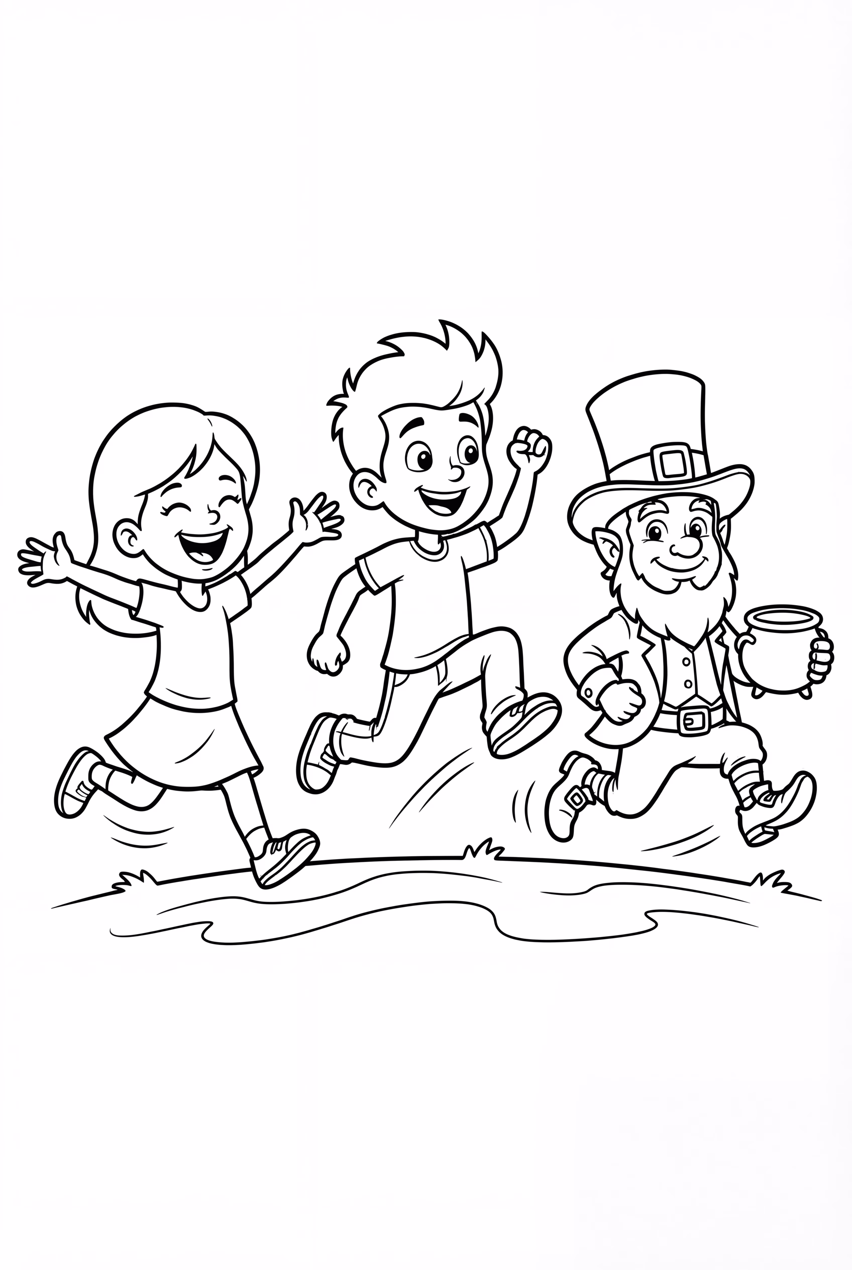 Children Chasing A Leprechaun