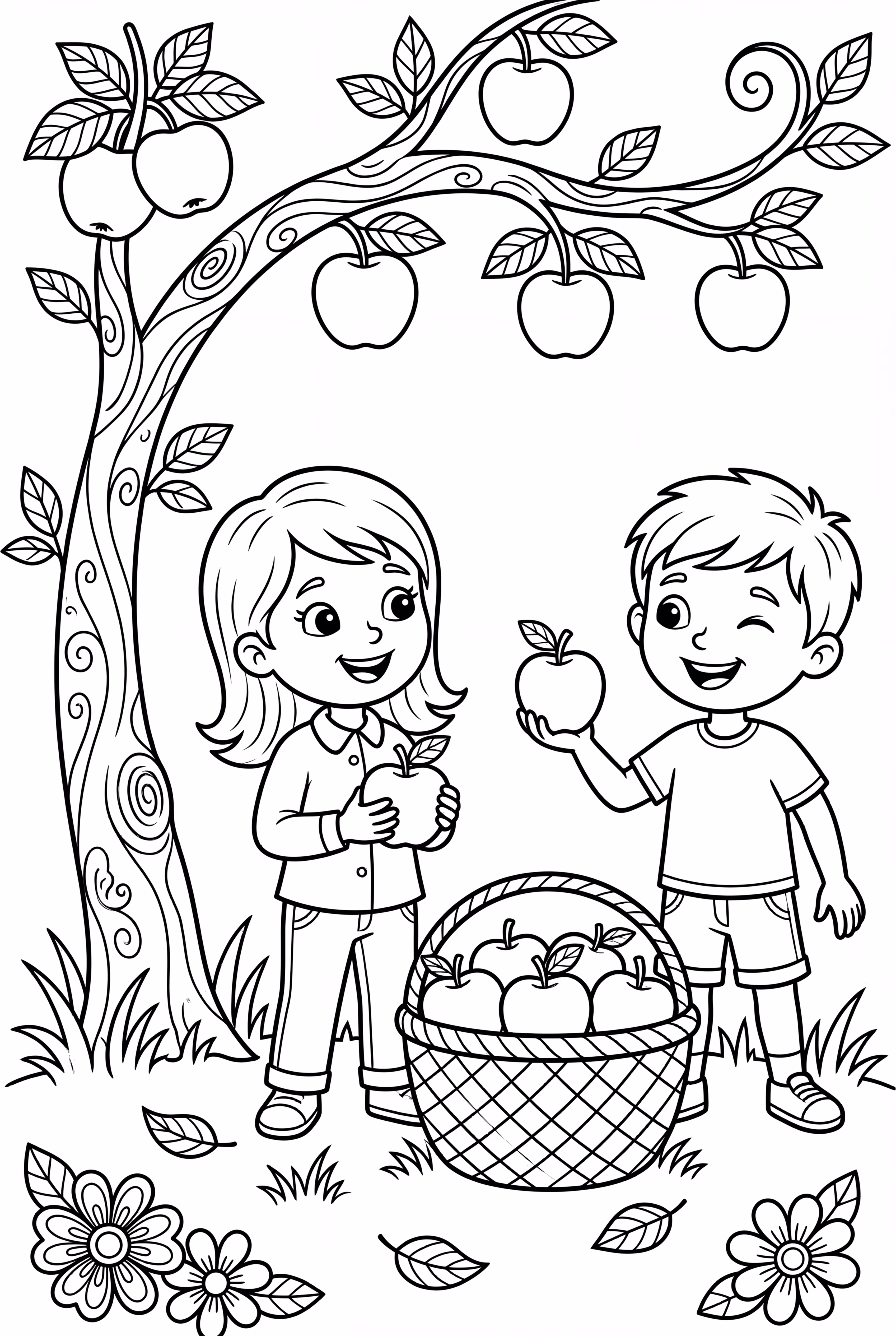 Children Enjoying Fresh Apples