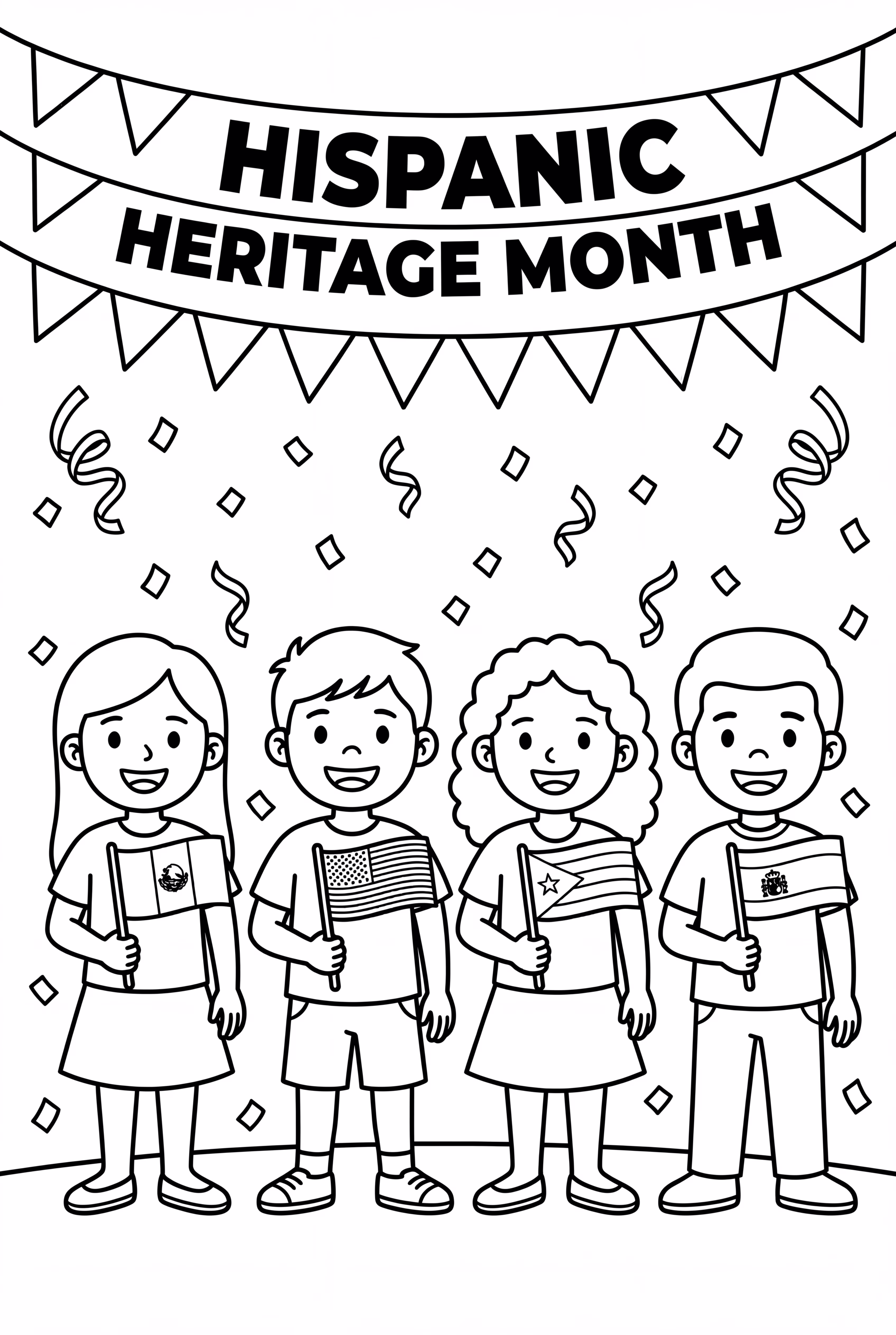 Niños Sosteniendo Banderas para el Mes de la Herencia Hispana