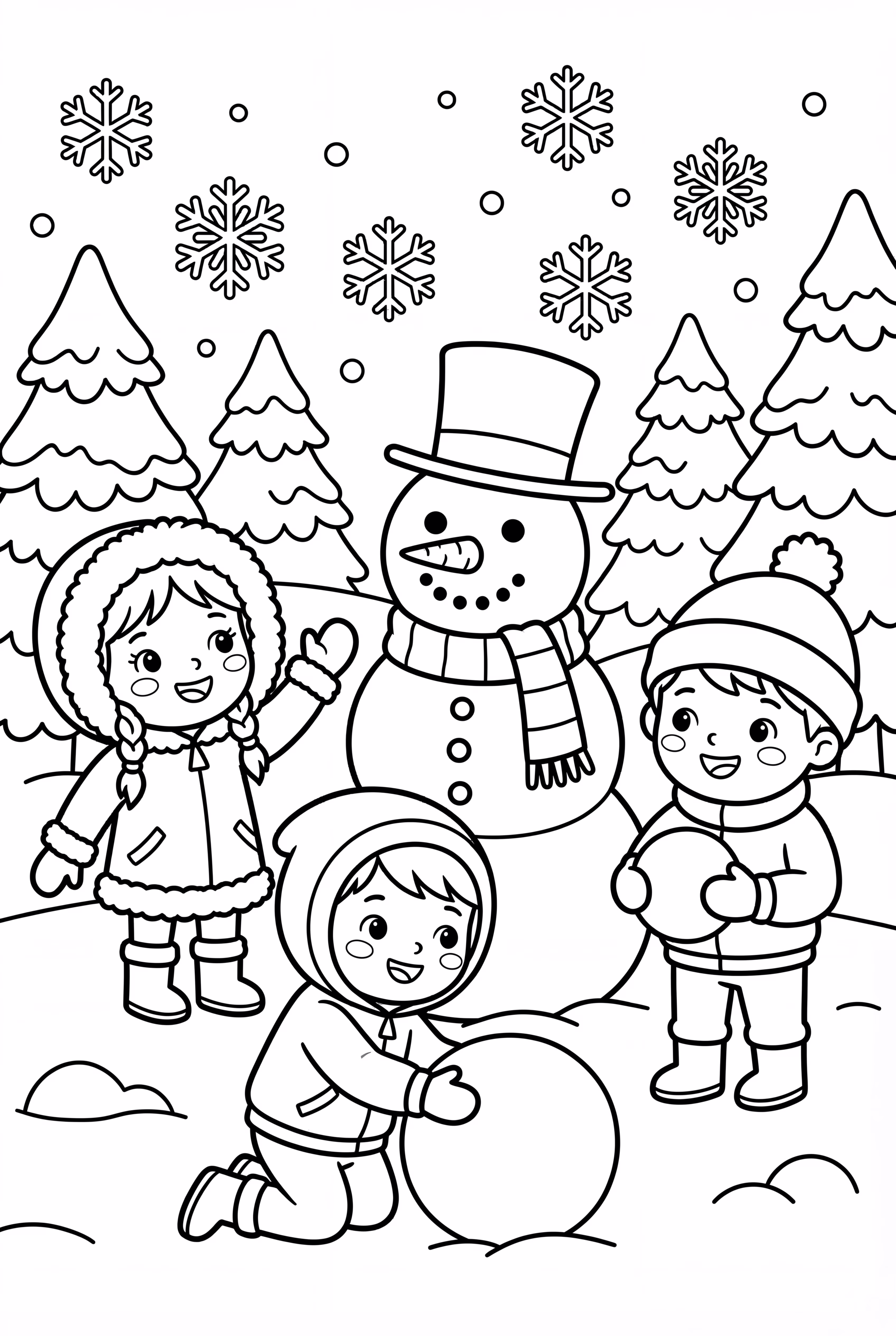 孩子們在冬天的雪地裡玩耍