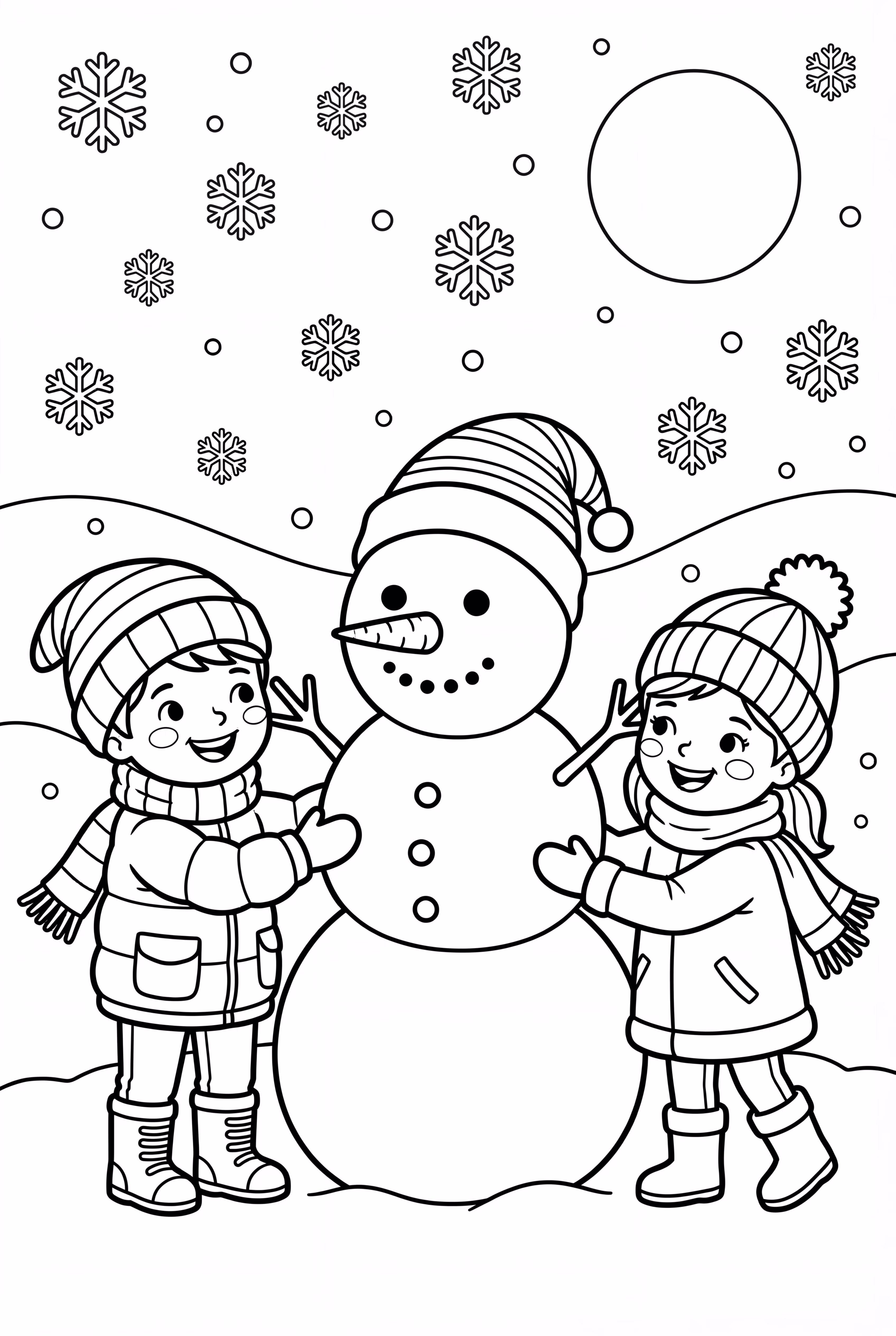 children with a snowman