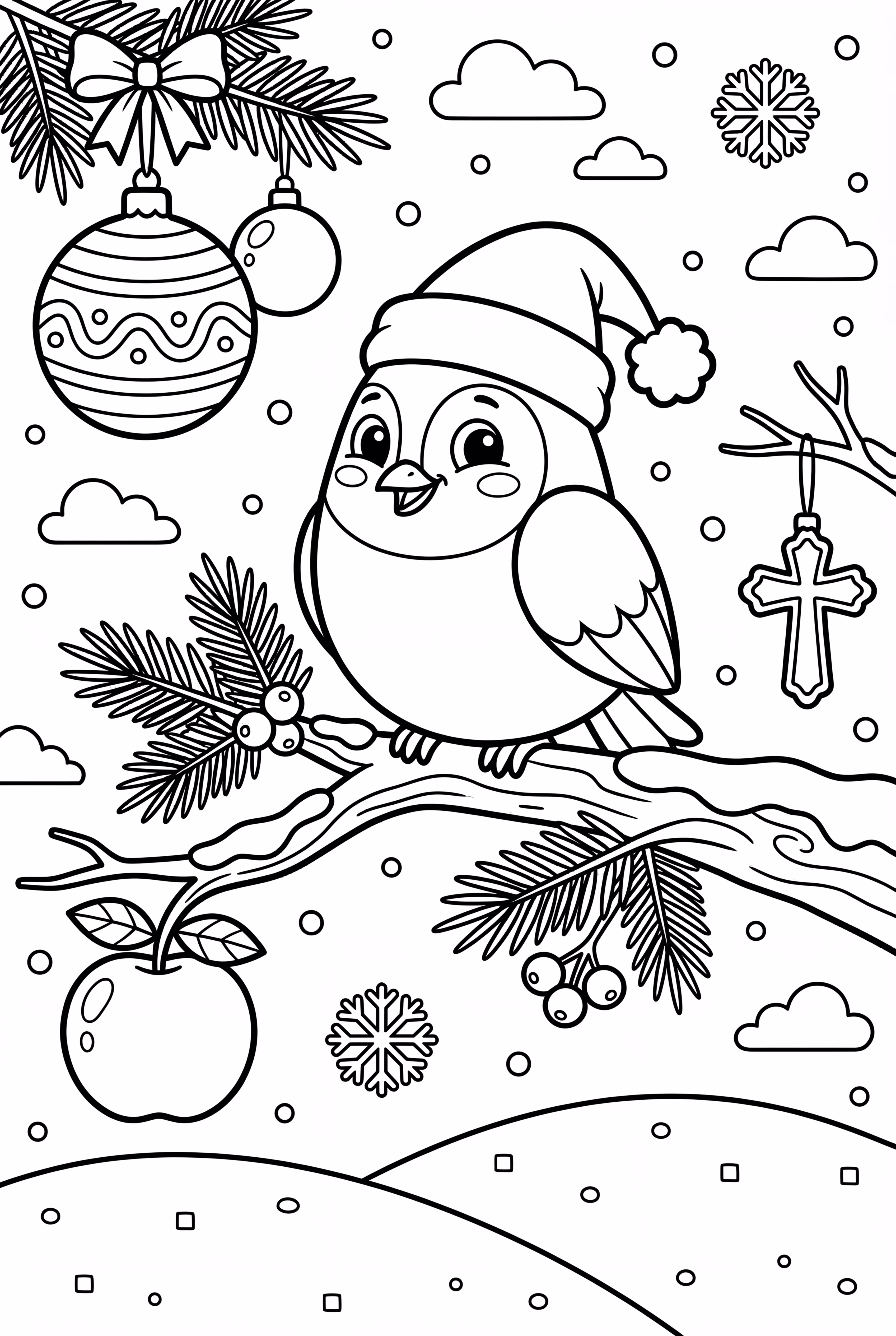 Christmas bird scene