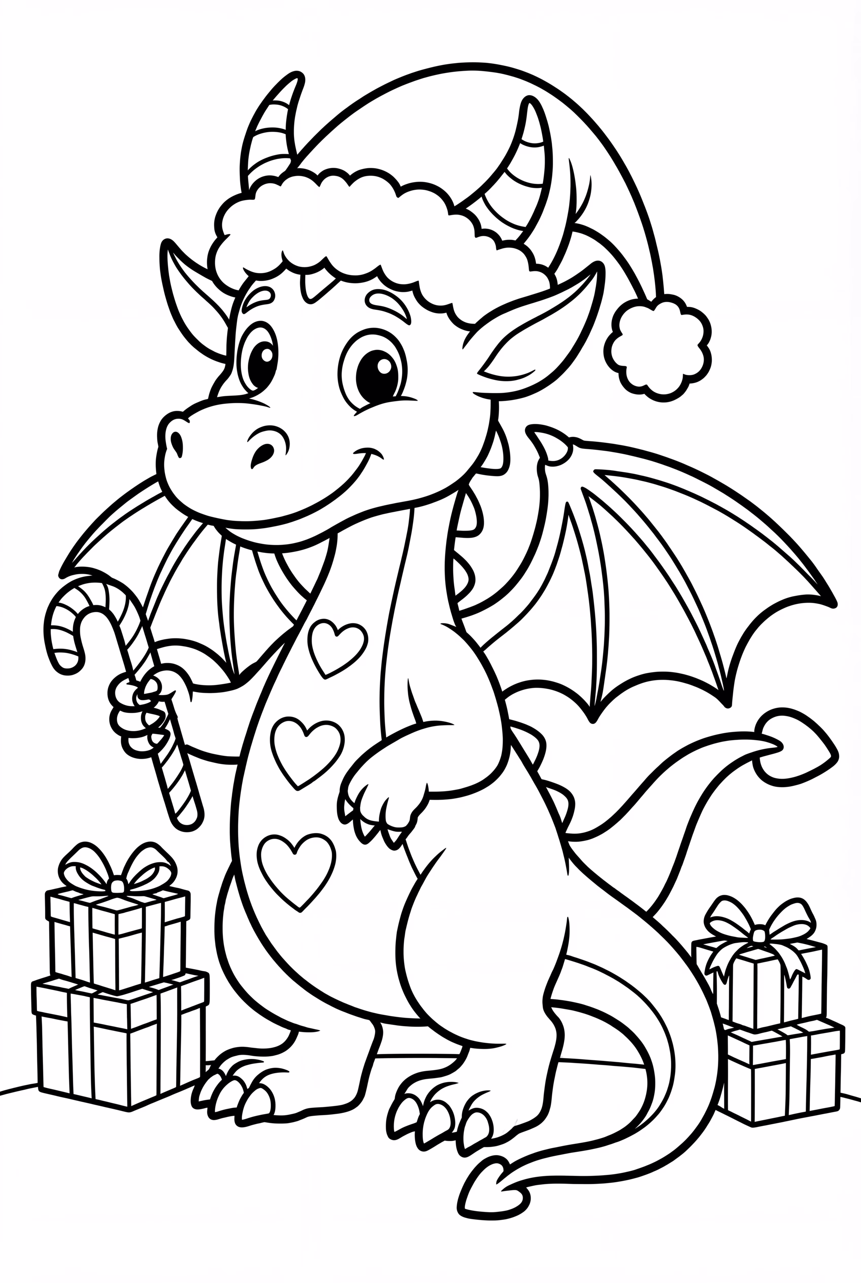 Christmas Dragon Wearing Santa Hat