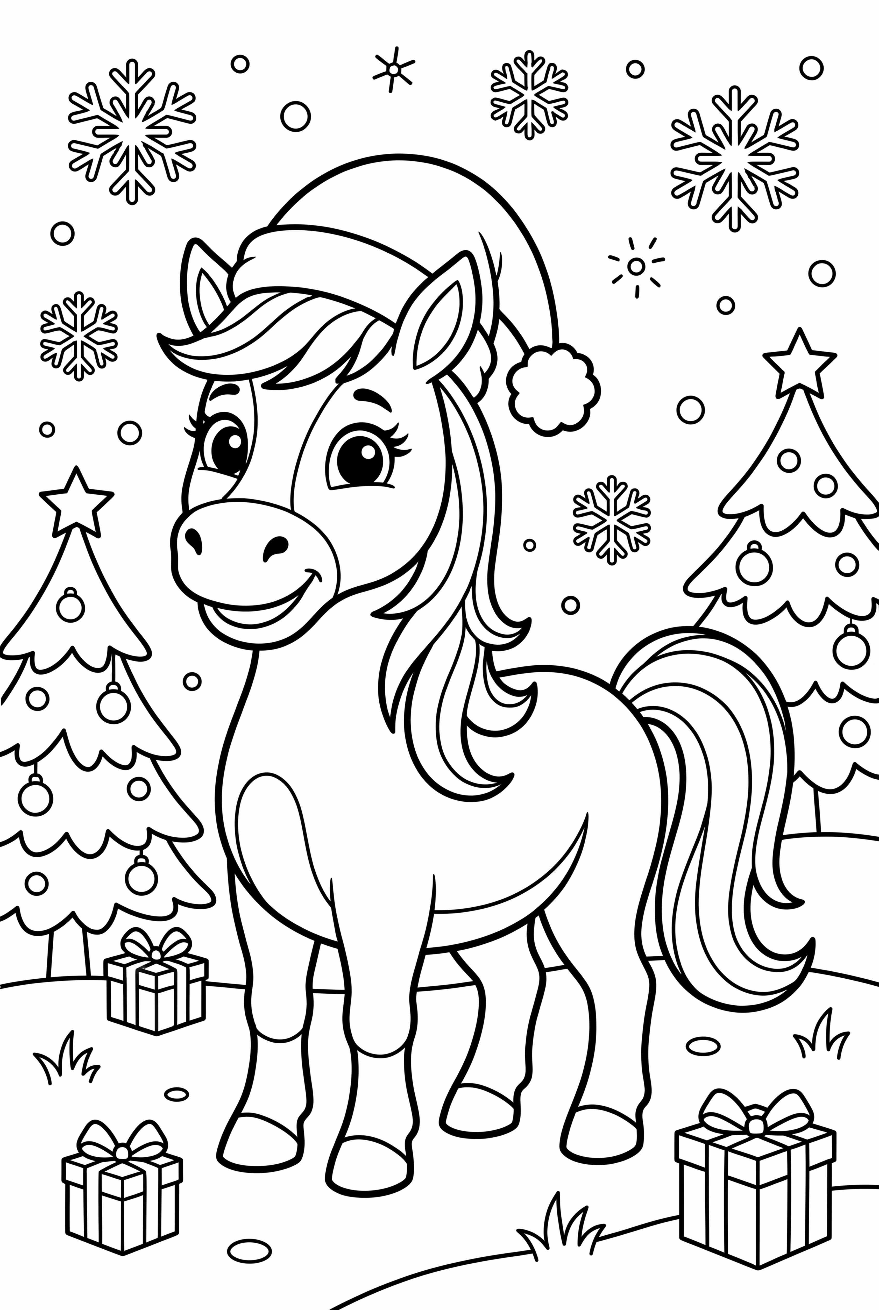 Christmas Horse with a Santa Hat