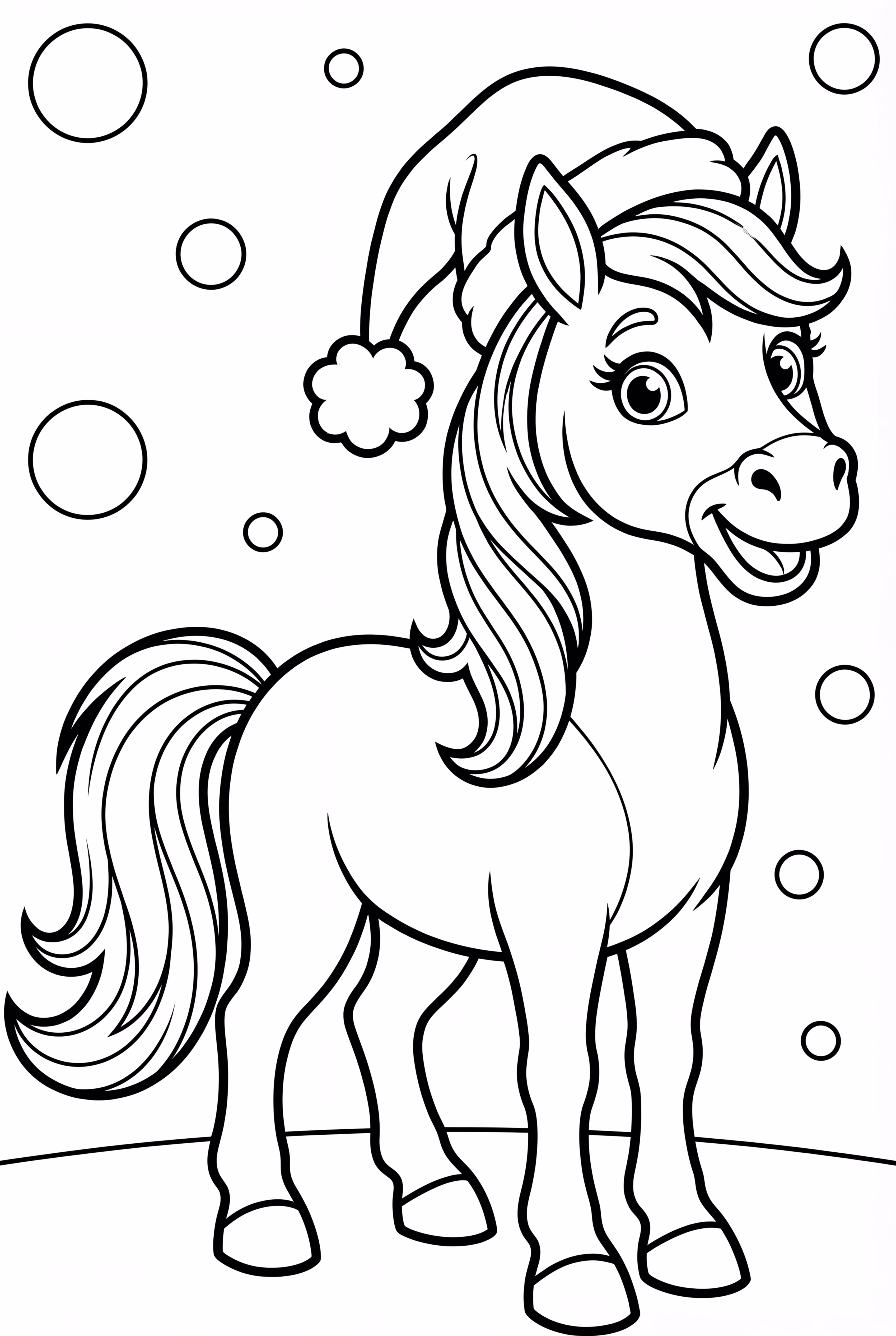 Christmas Horse with a Santa Hat