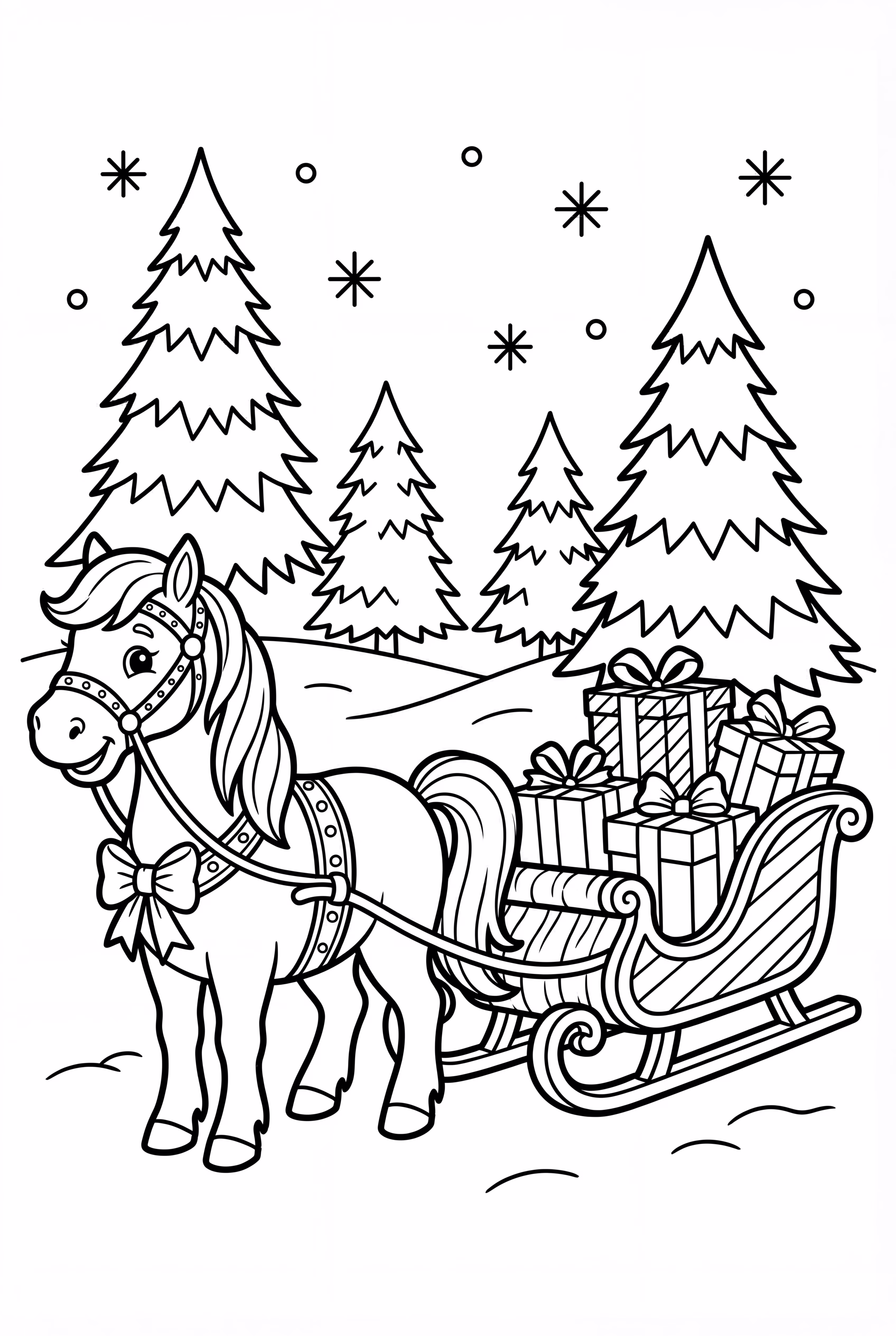 Caballo de Navidad con trineo festivo