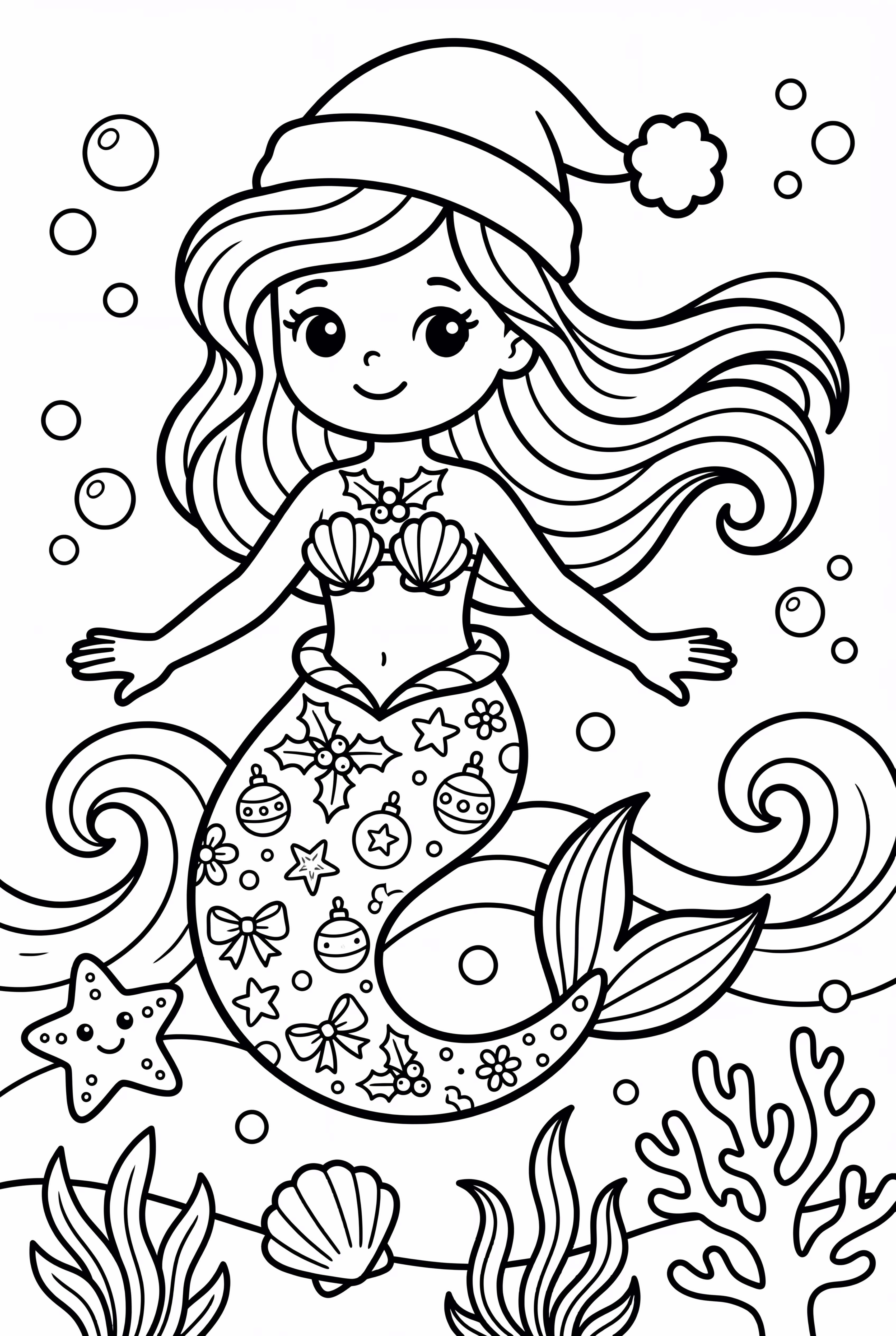 Christmas Mermaid with Ornament Tail