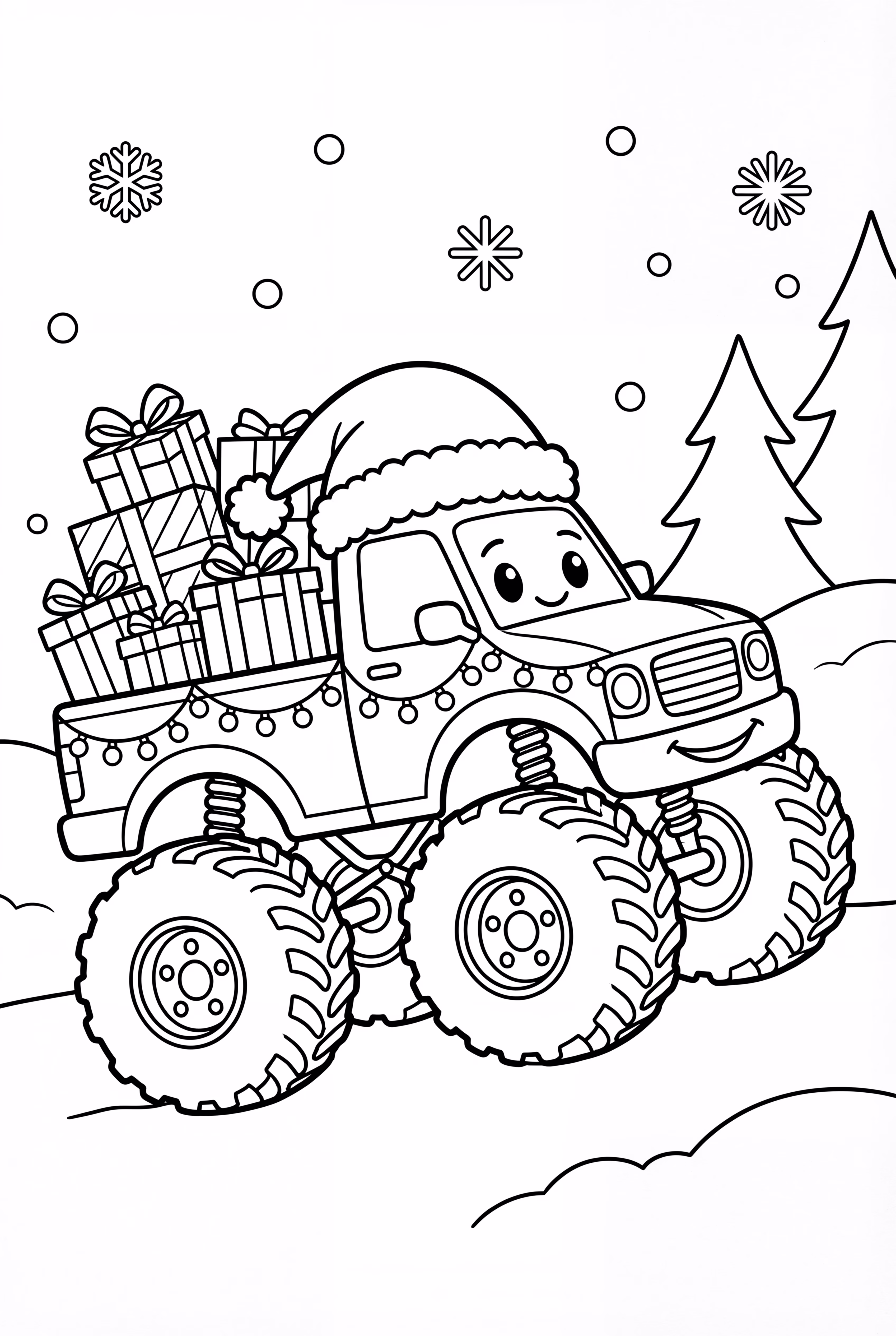 Christmas Monster Truck Delivering Presents