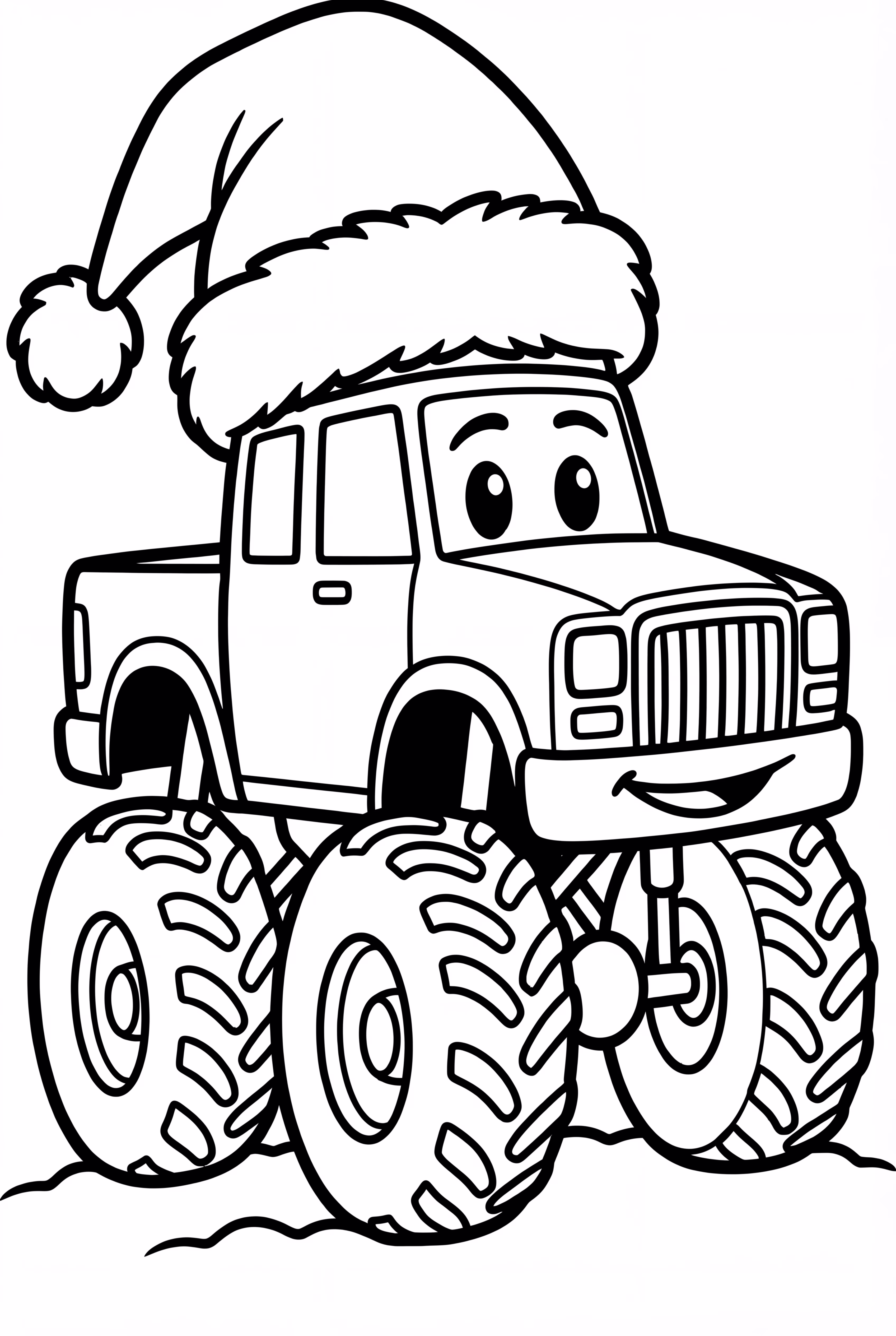 聖誕怪獸卡車戴著聖誕帽