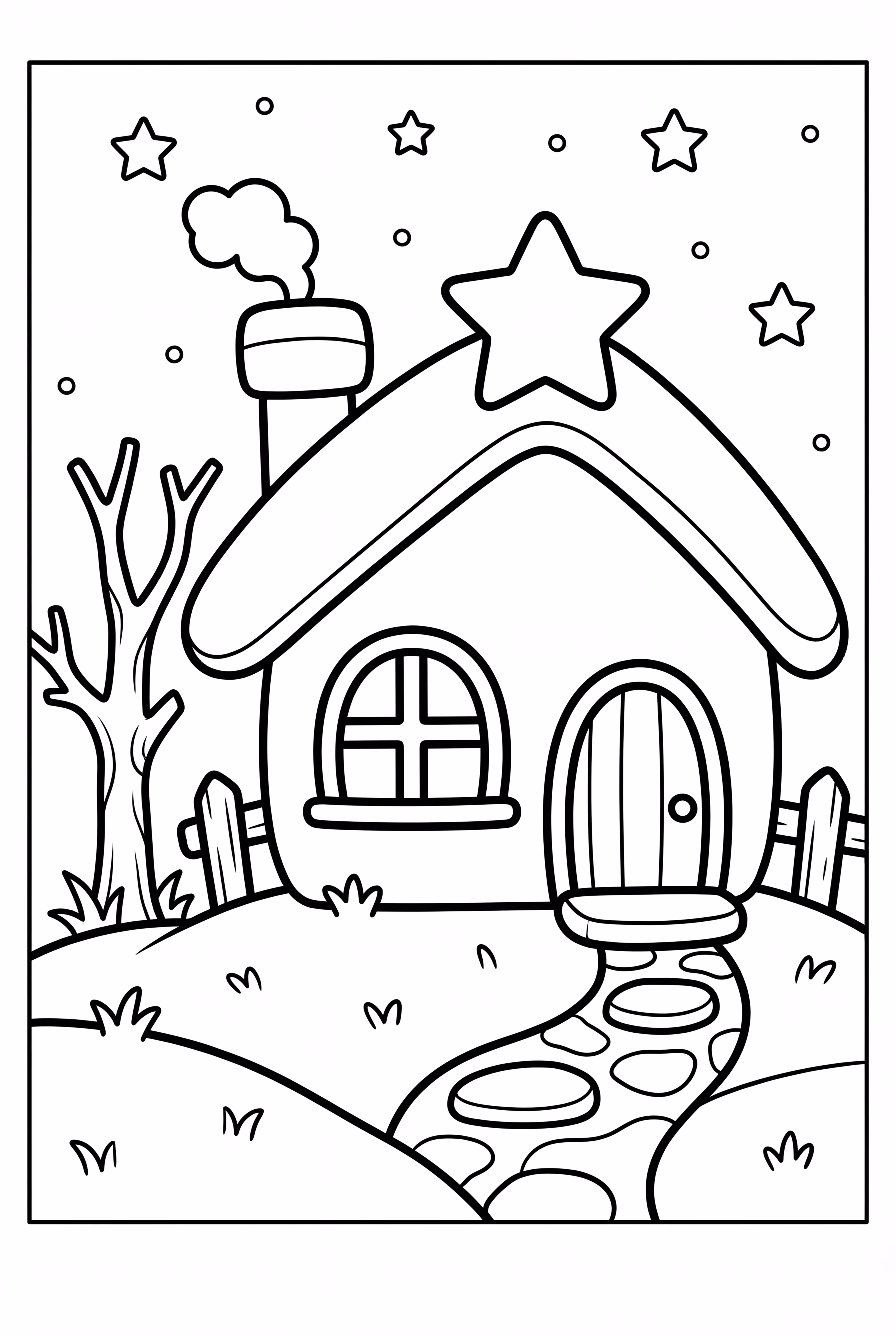 Estrella de Navidad sobre una Casa Acogedora