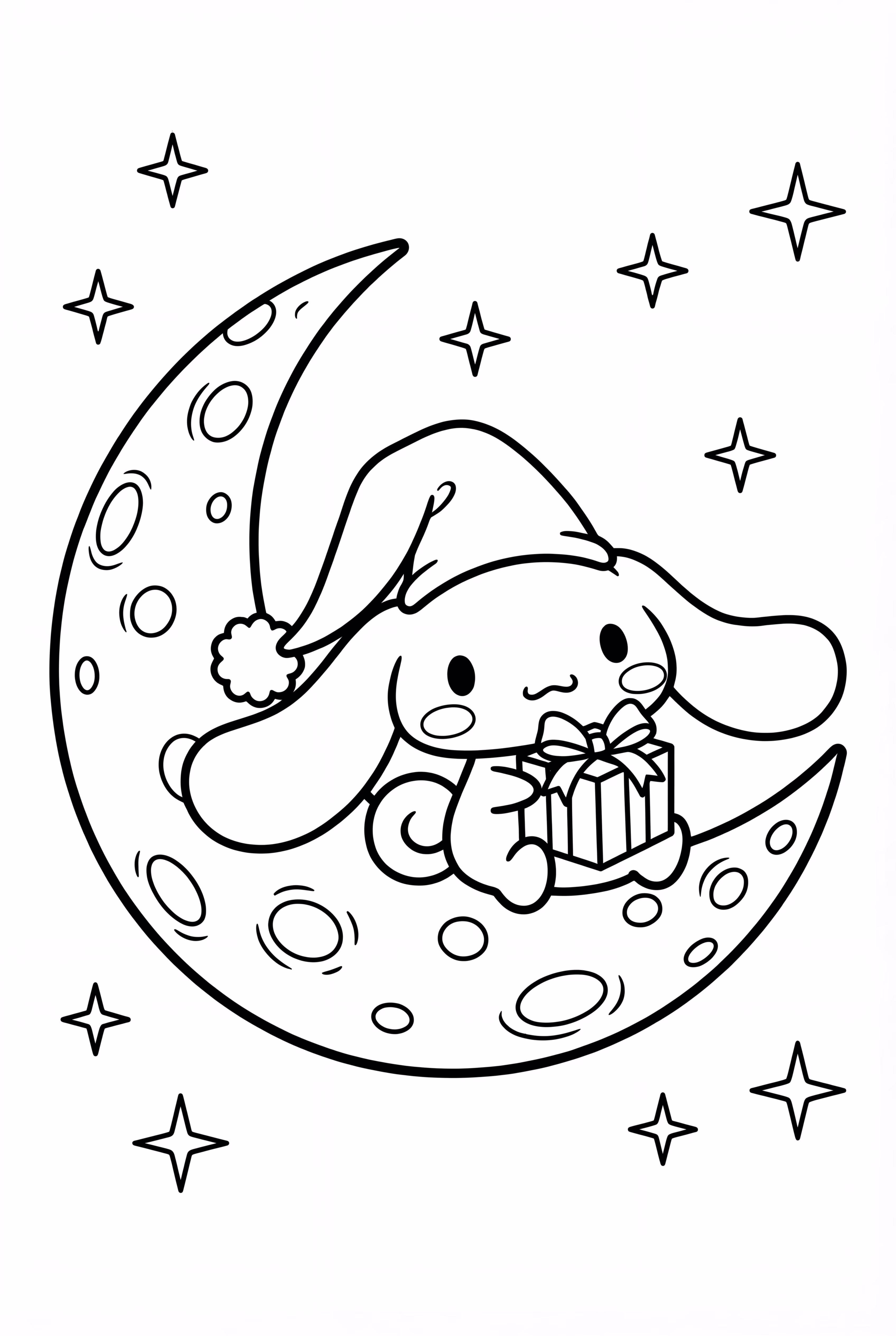 Cinnamoroll Assis Sur Une Lune