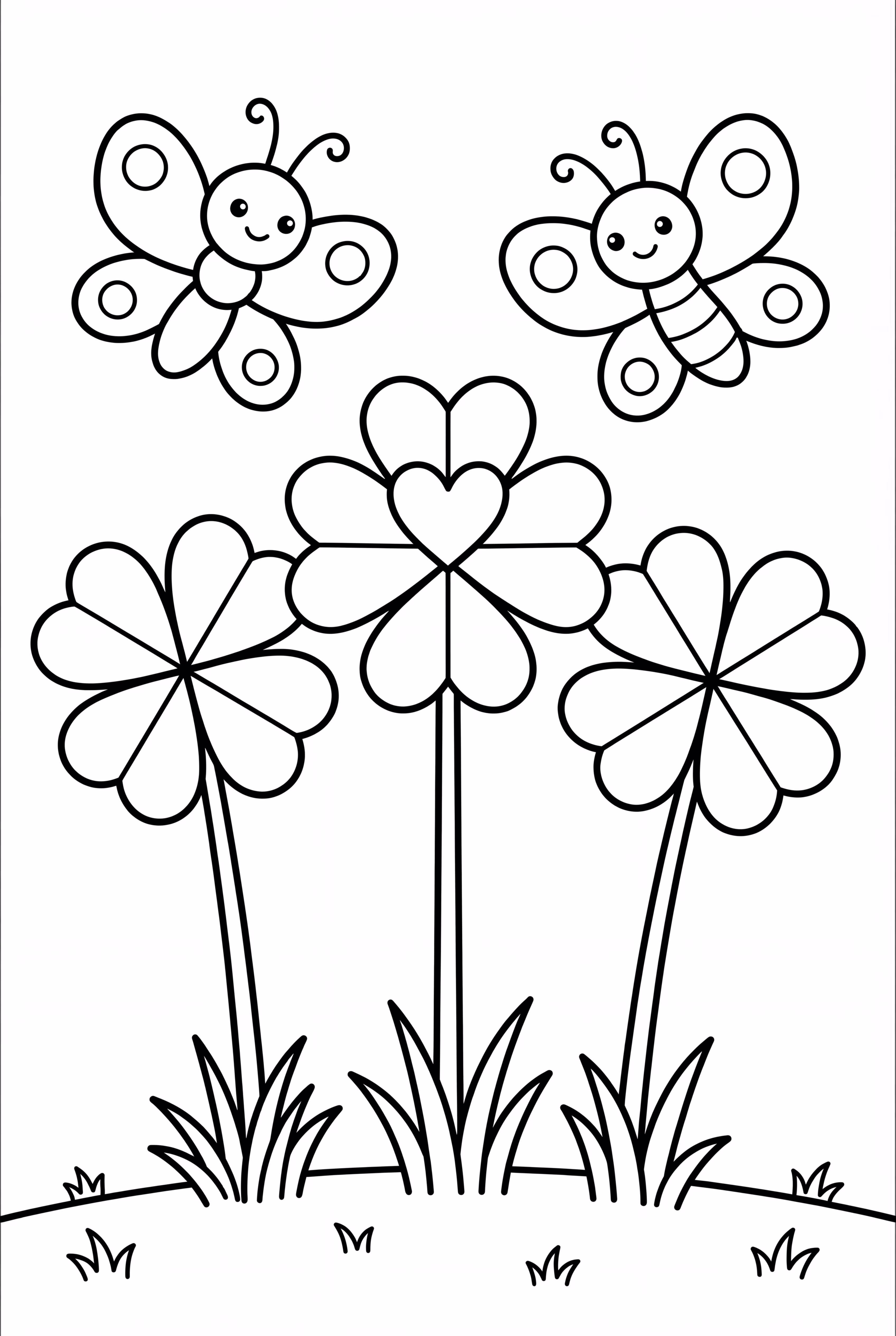 나비가 있는 클로버 정원