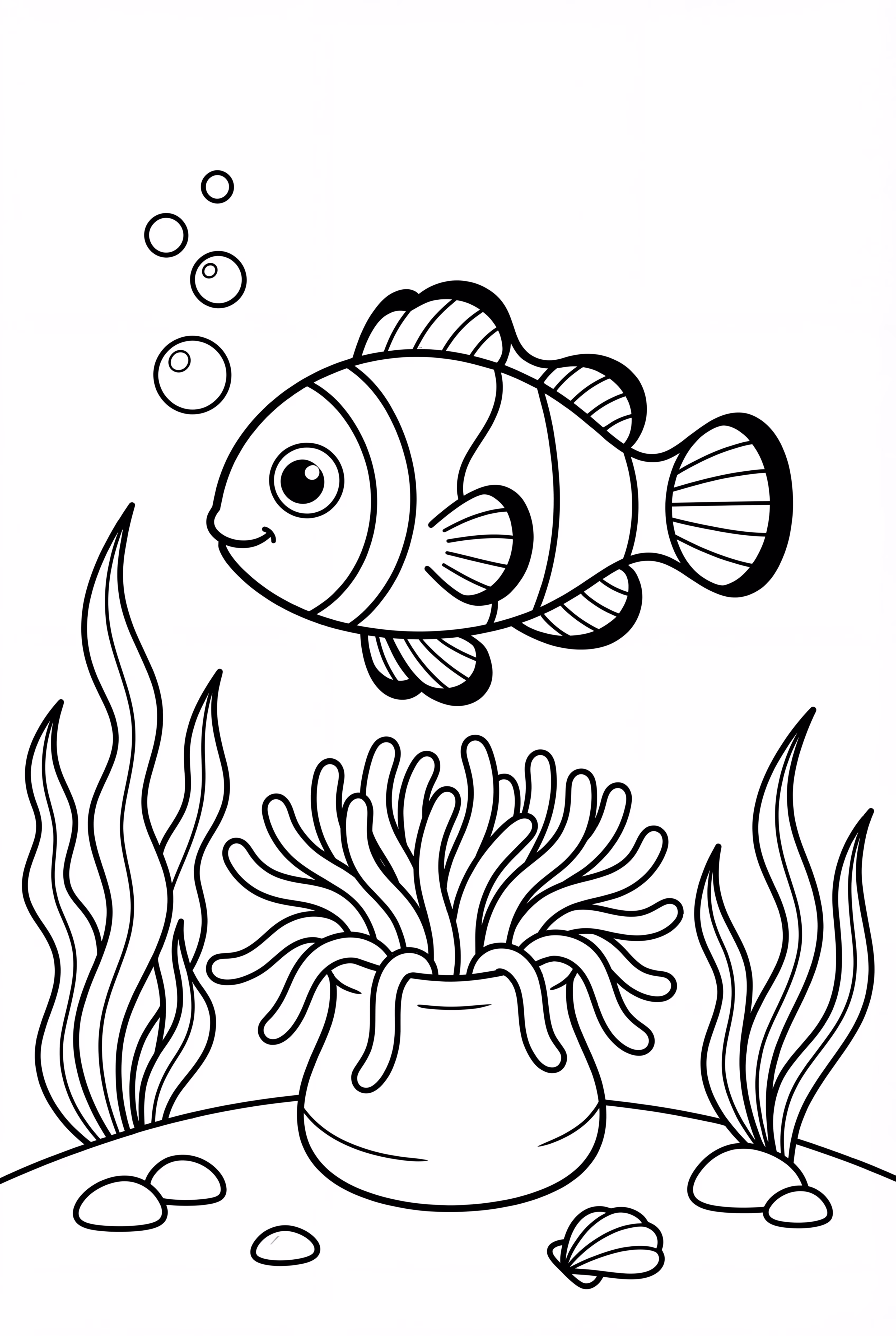 Clownfish In Anemone Under The Sea