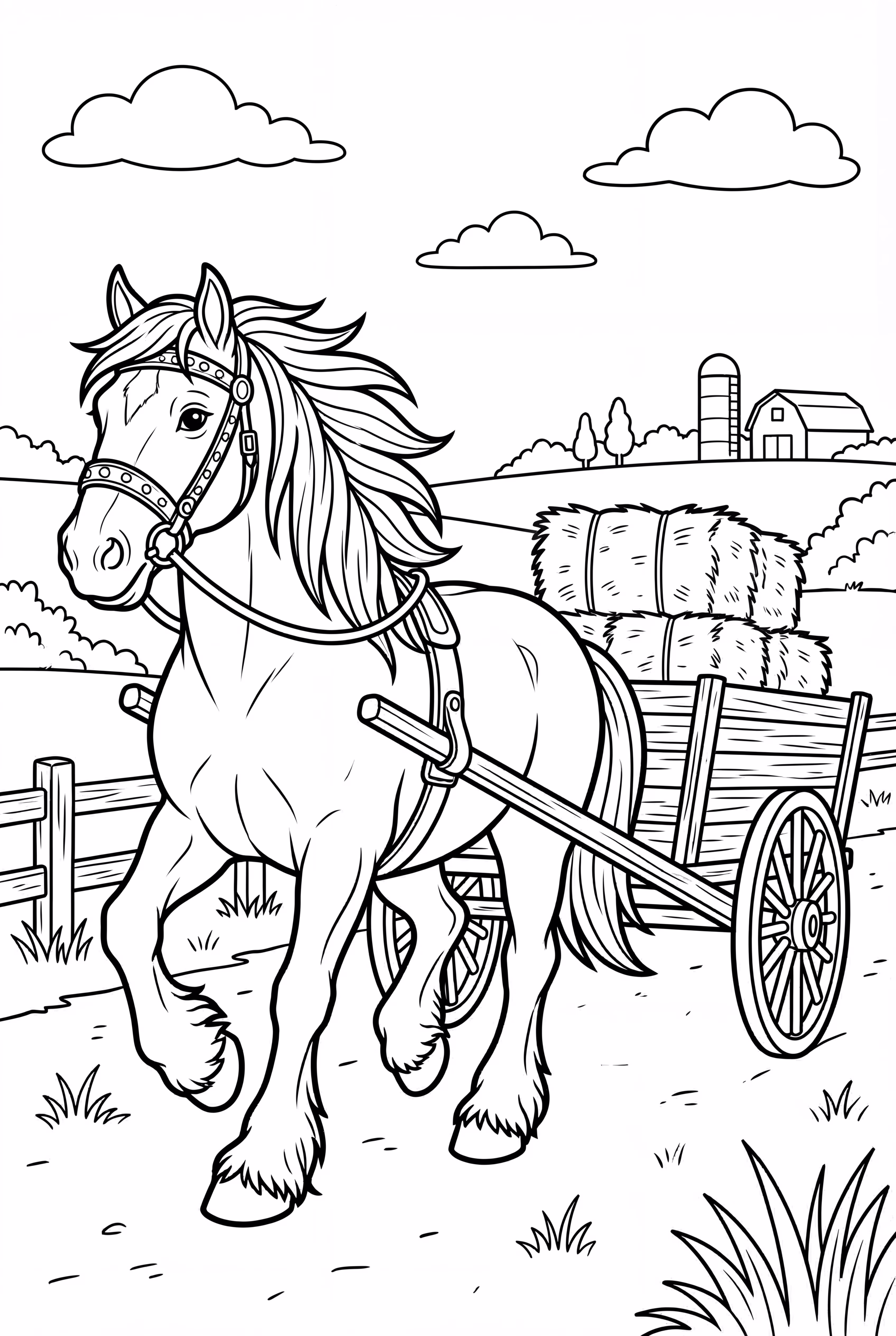 Clydesdale Horse Pulling Farm Wagon