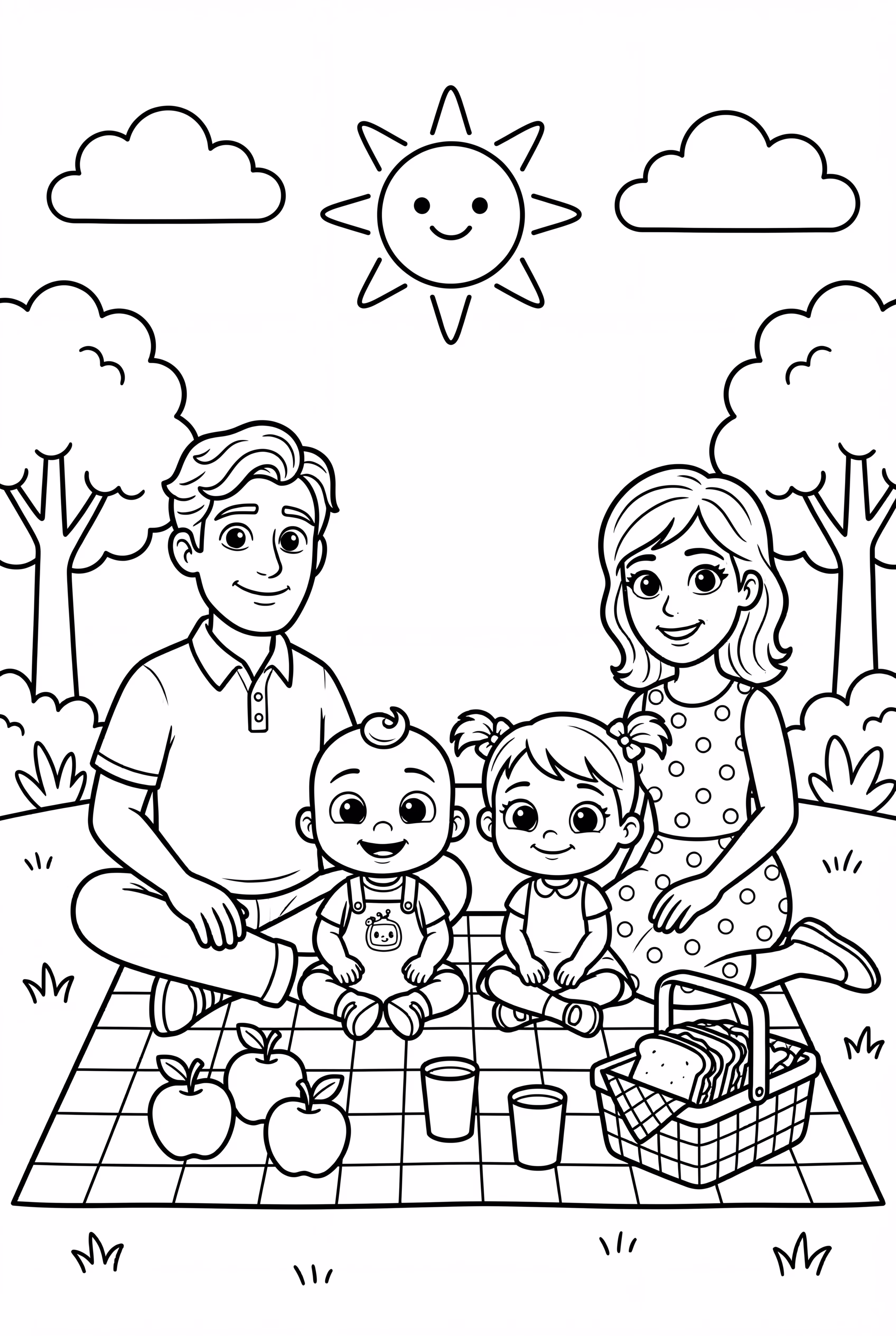 Famille Cocomelon faisant un pique-nique