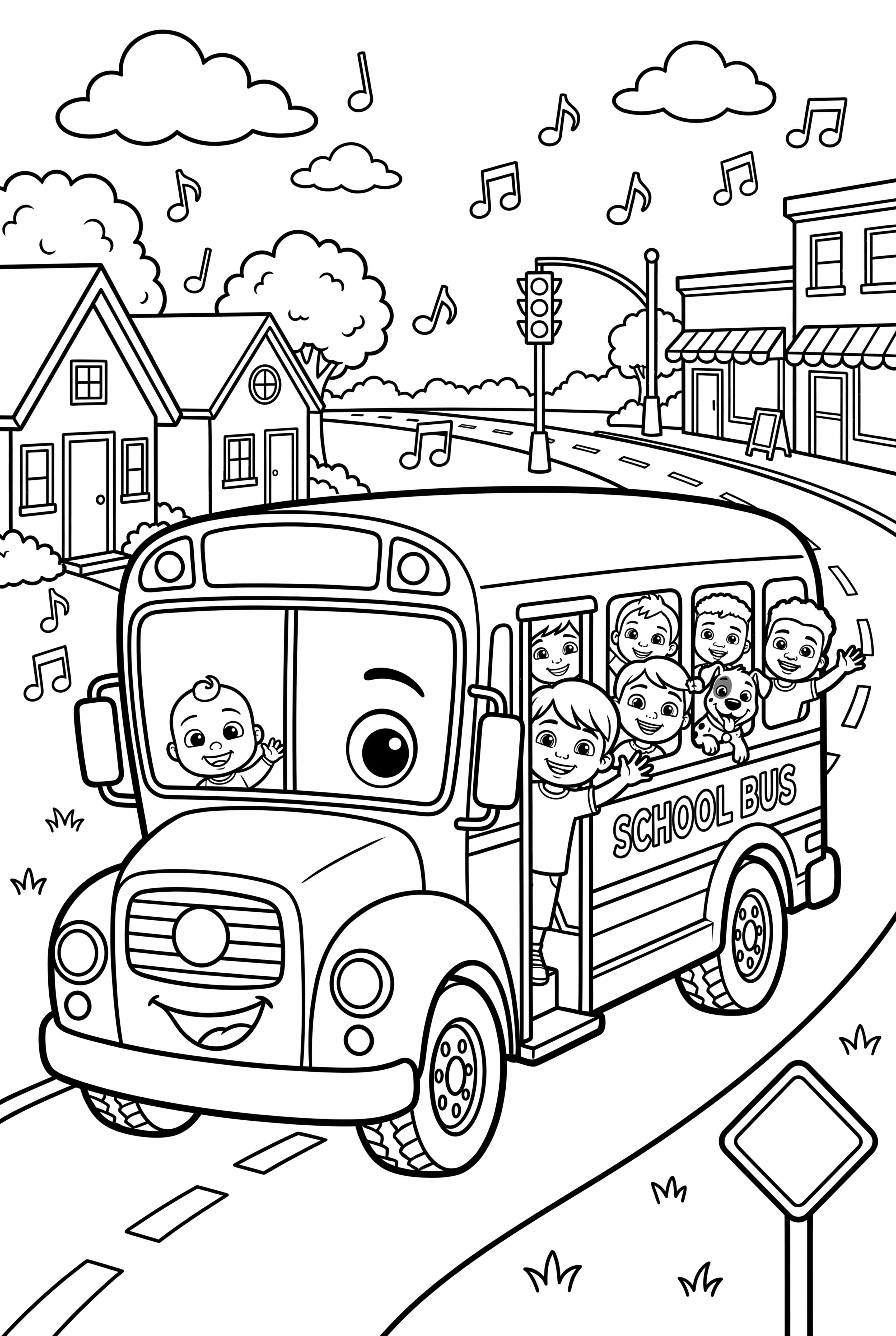 Cocomelon 公車輪子完整場景