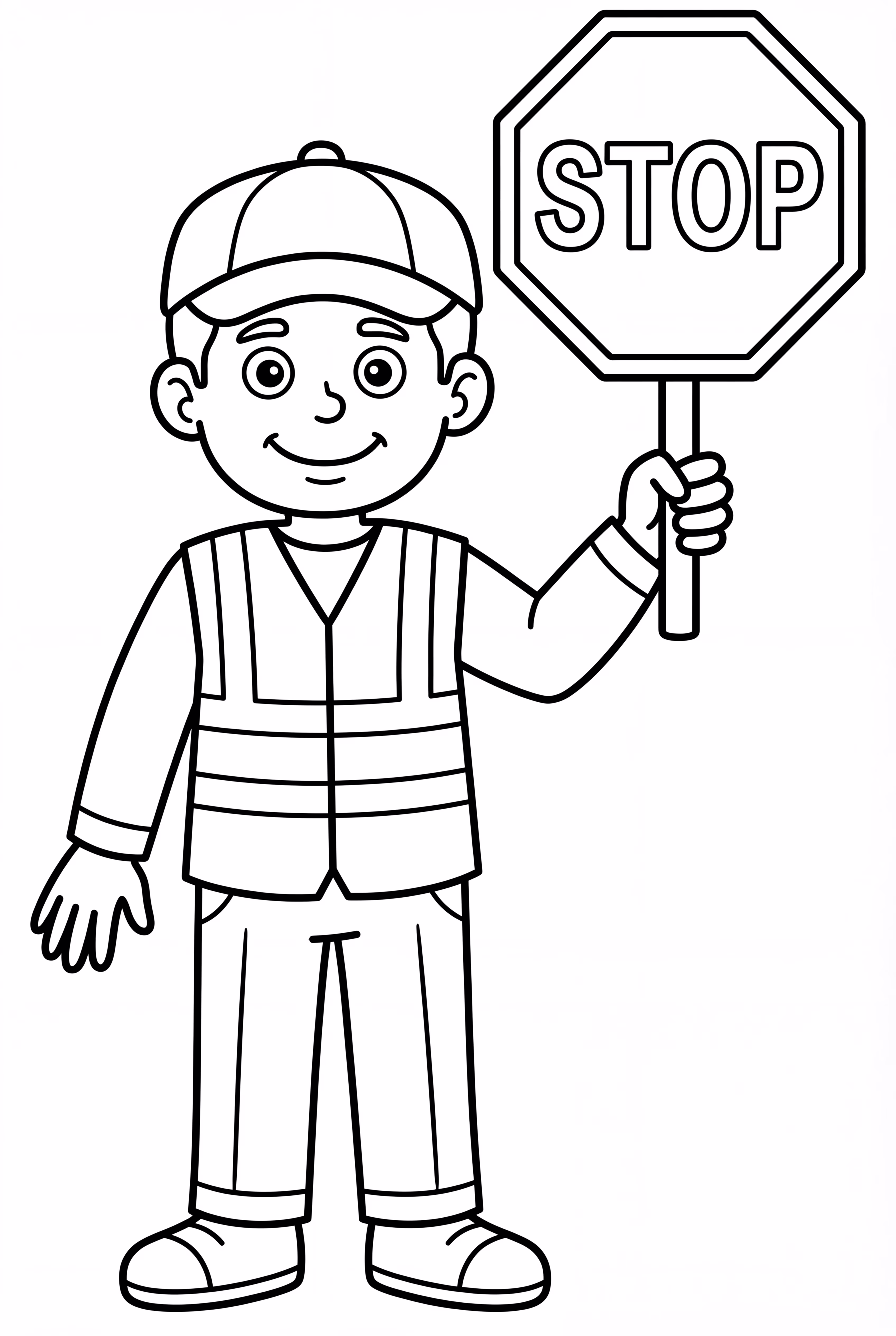 커뮤니티 도우미 횡단보도 안전 요원과 정지 표지판