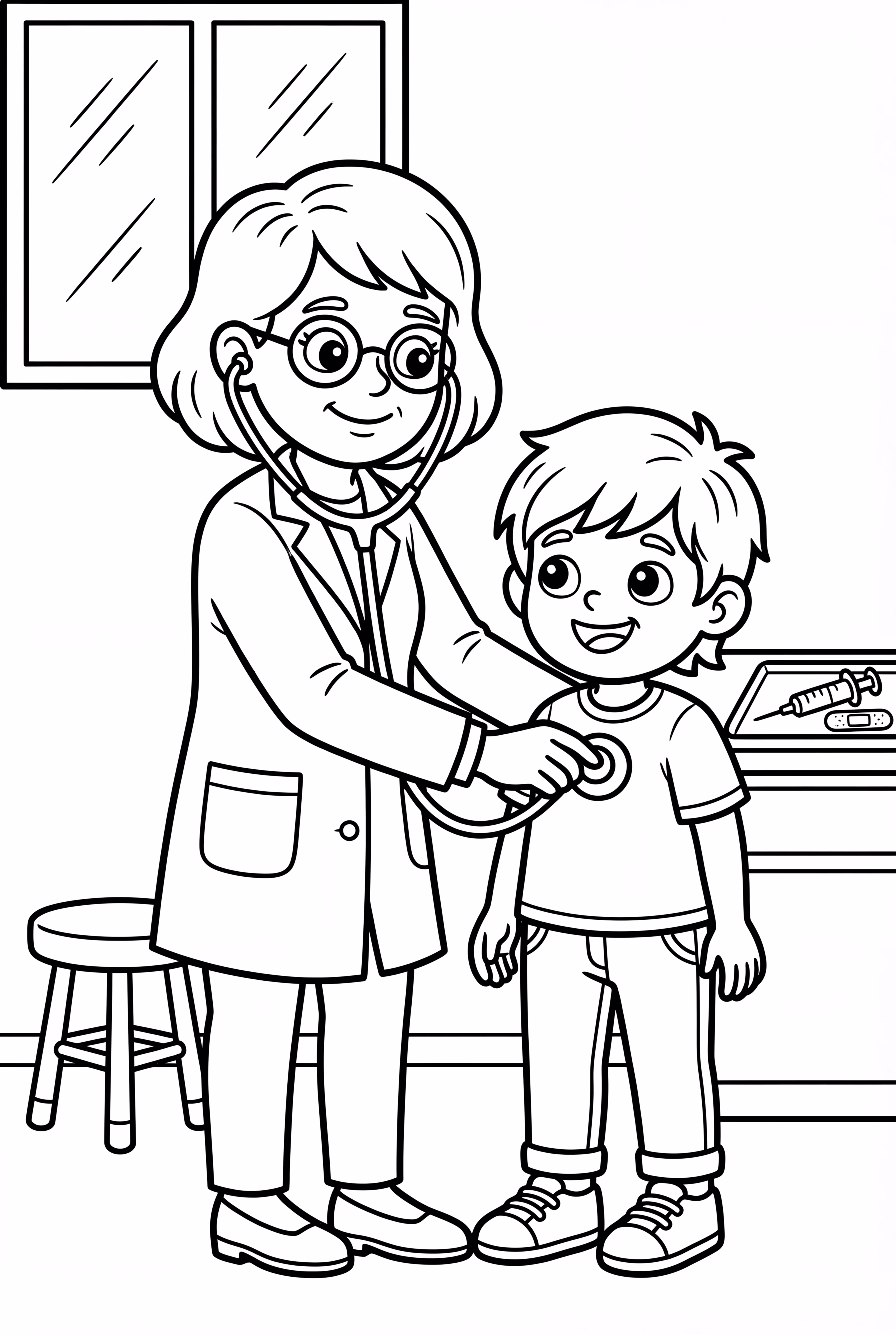 社区工作者医生给病人检查