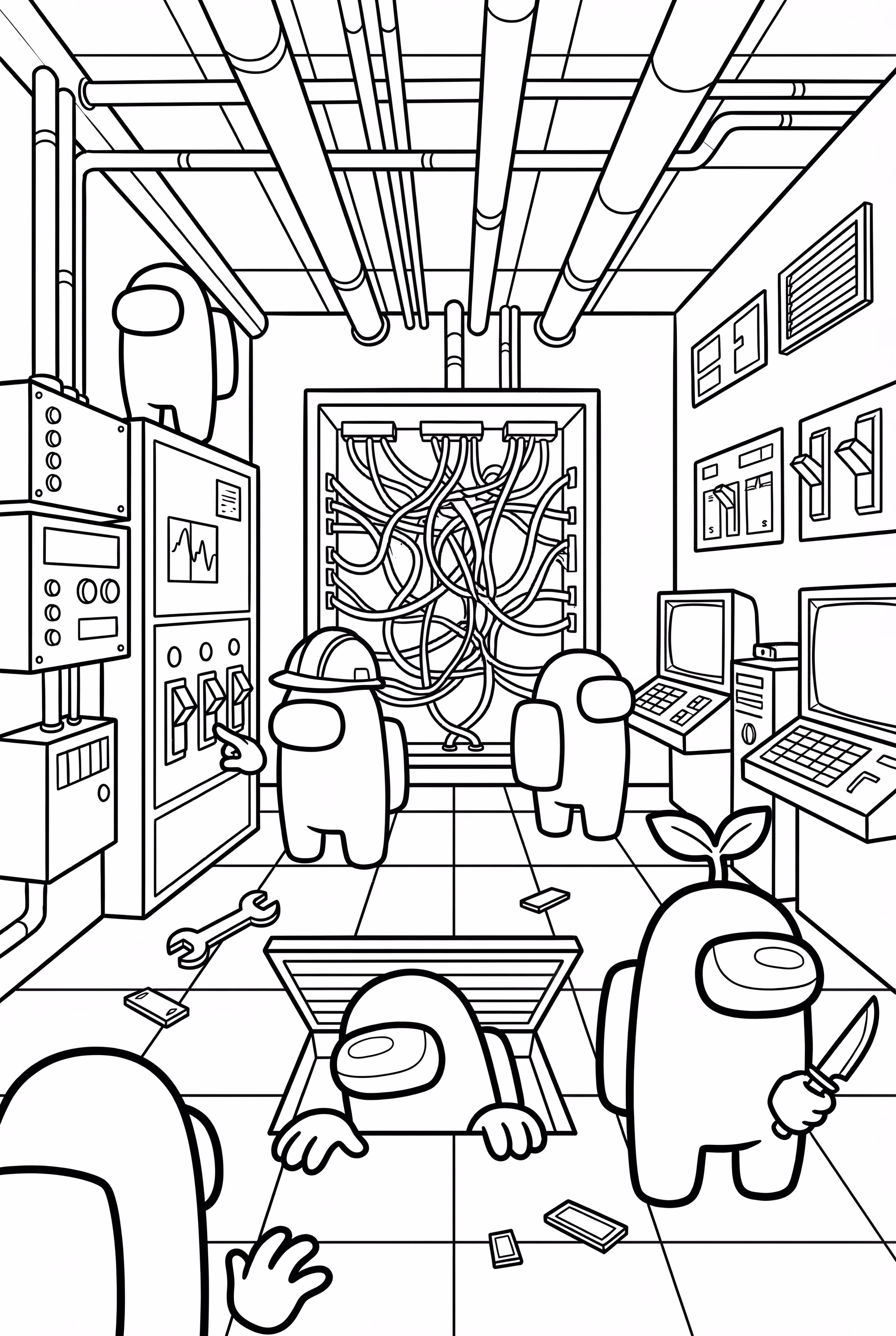 复杂的Among Us电气室场景