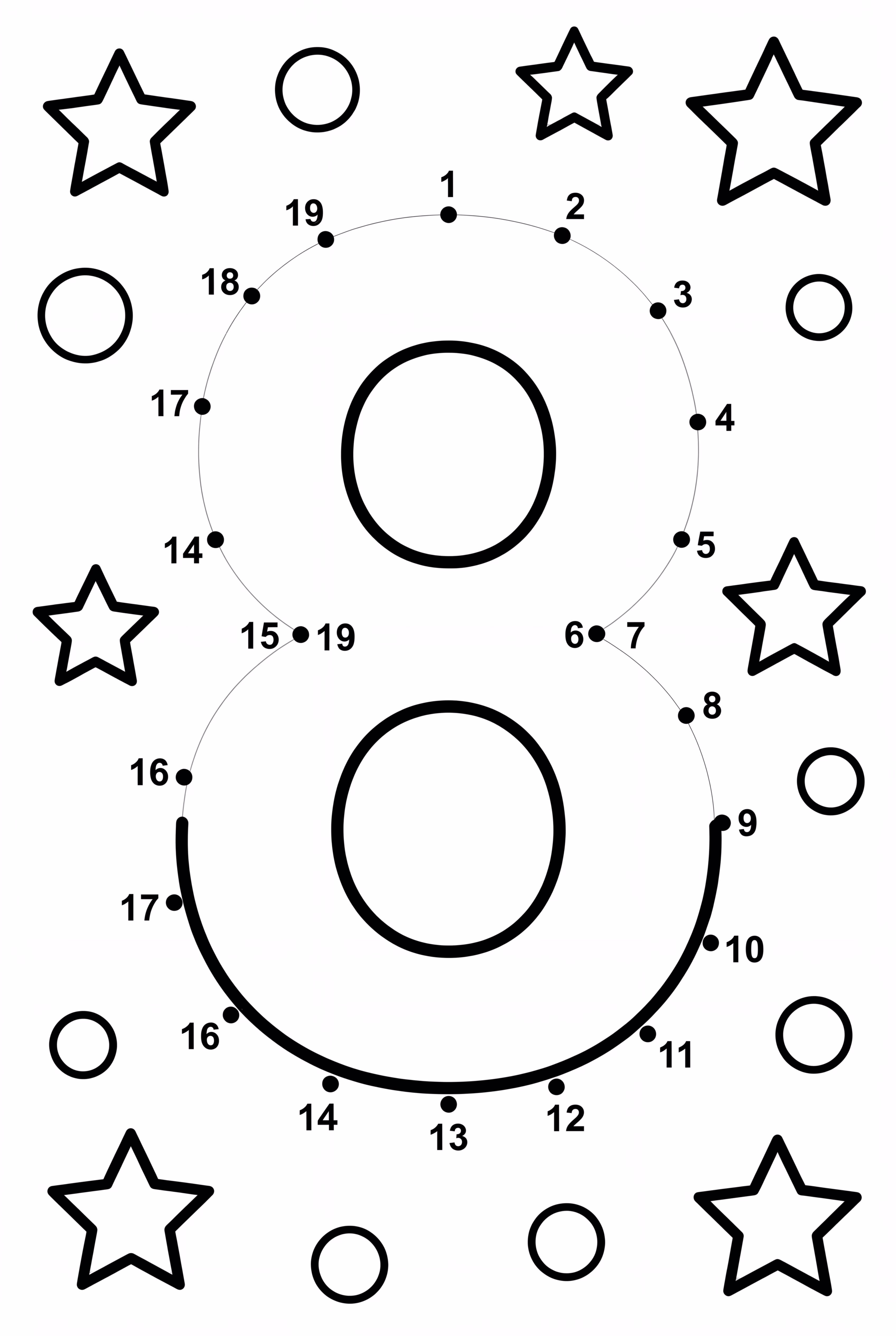 ドットつなぎで数字の8を完成させよう