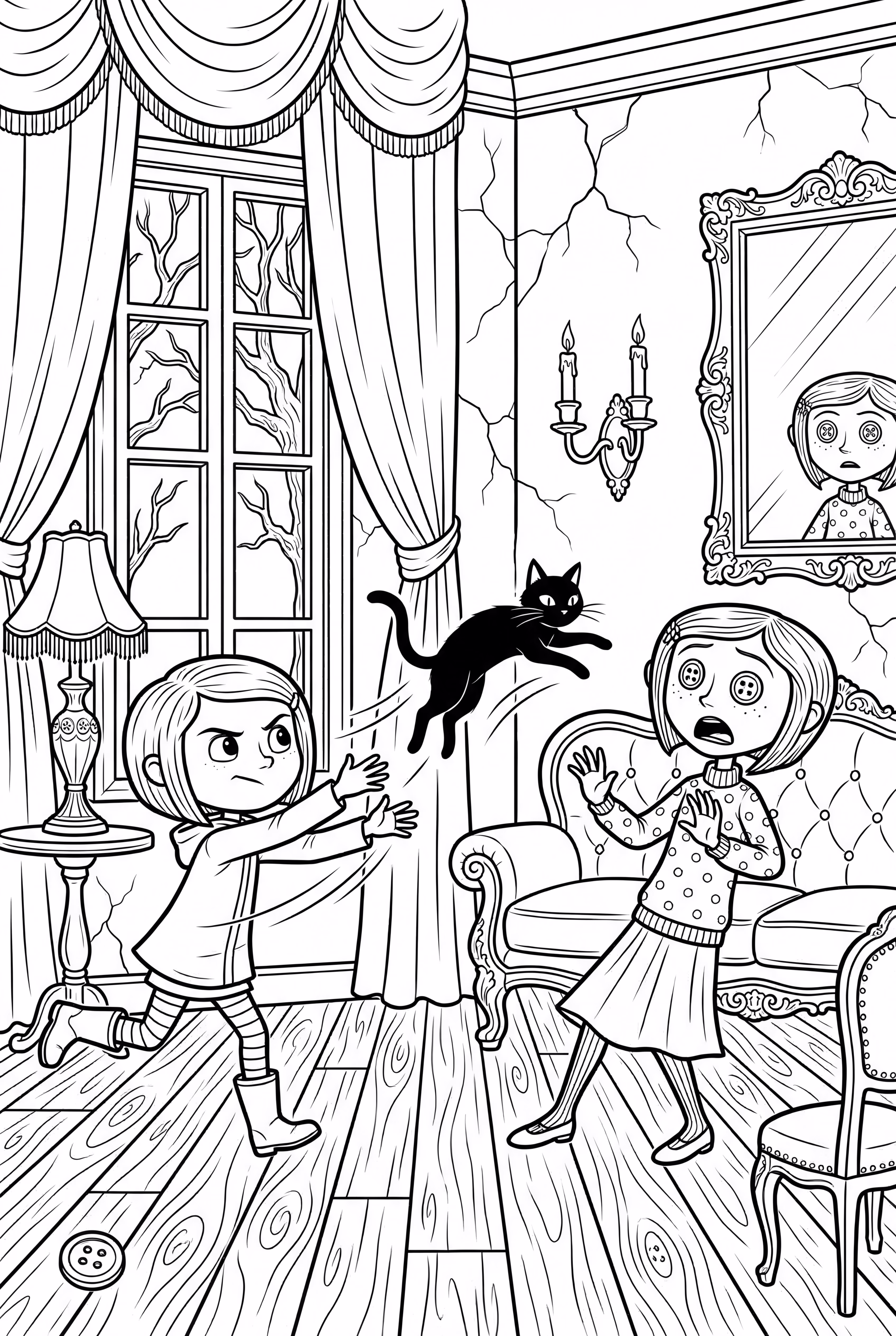 Coraline Throws The Cat At The Other Mother