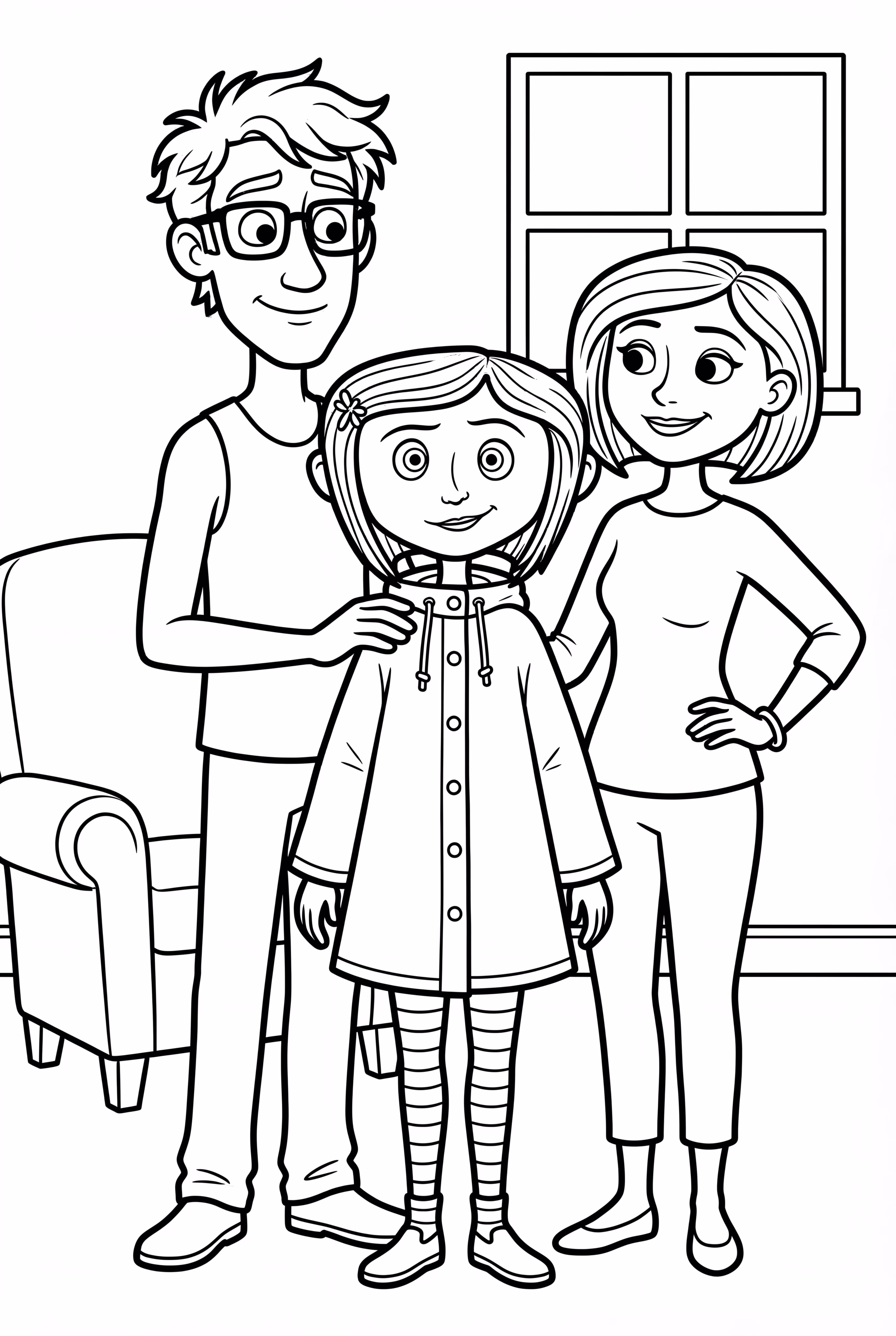 Coraline mit ihren echten Eltern