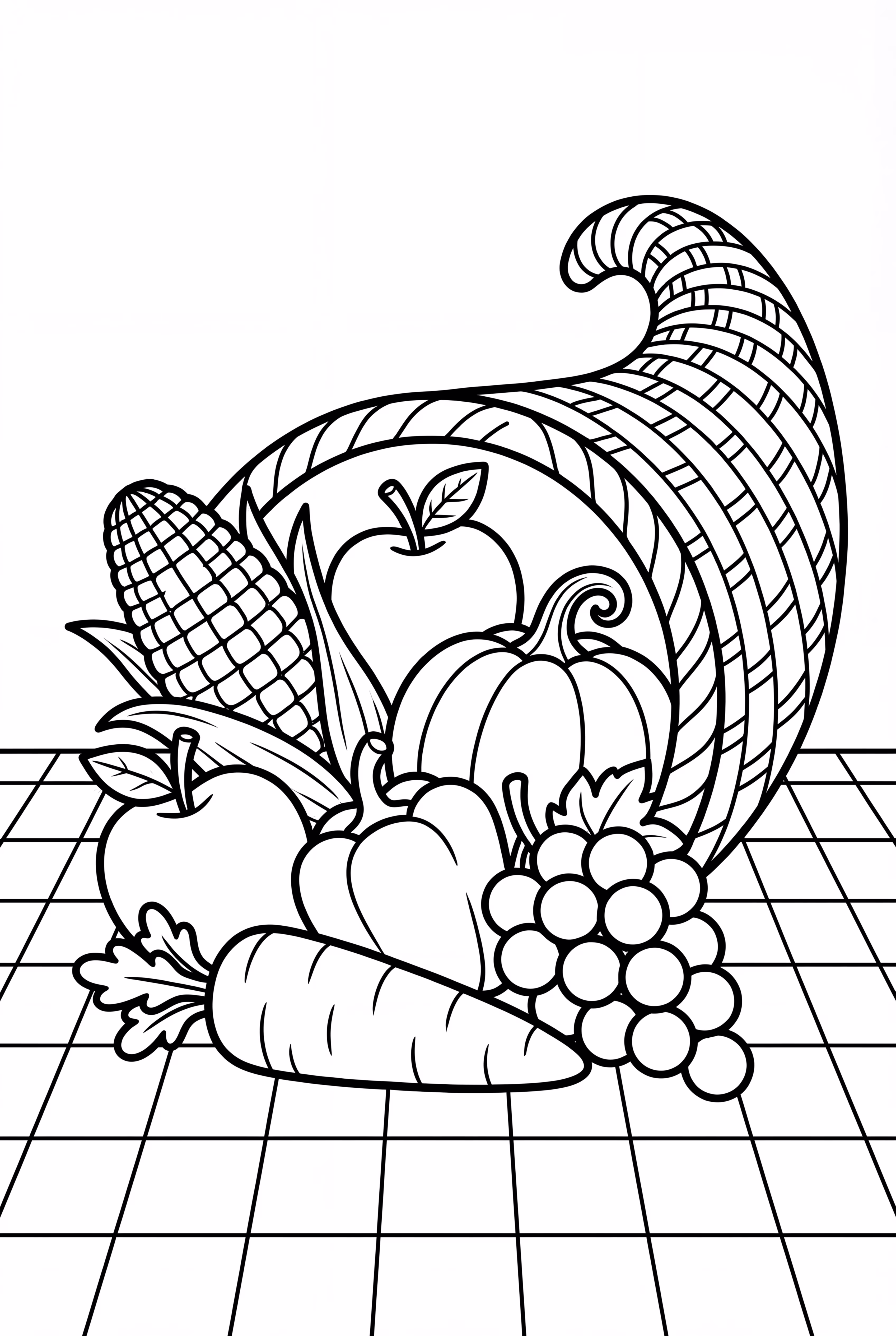 Cornucopia On A Checkered Tablecloth