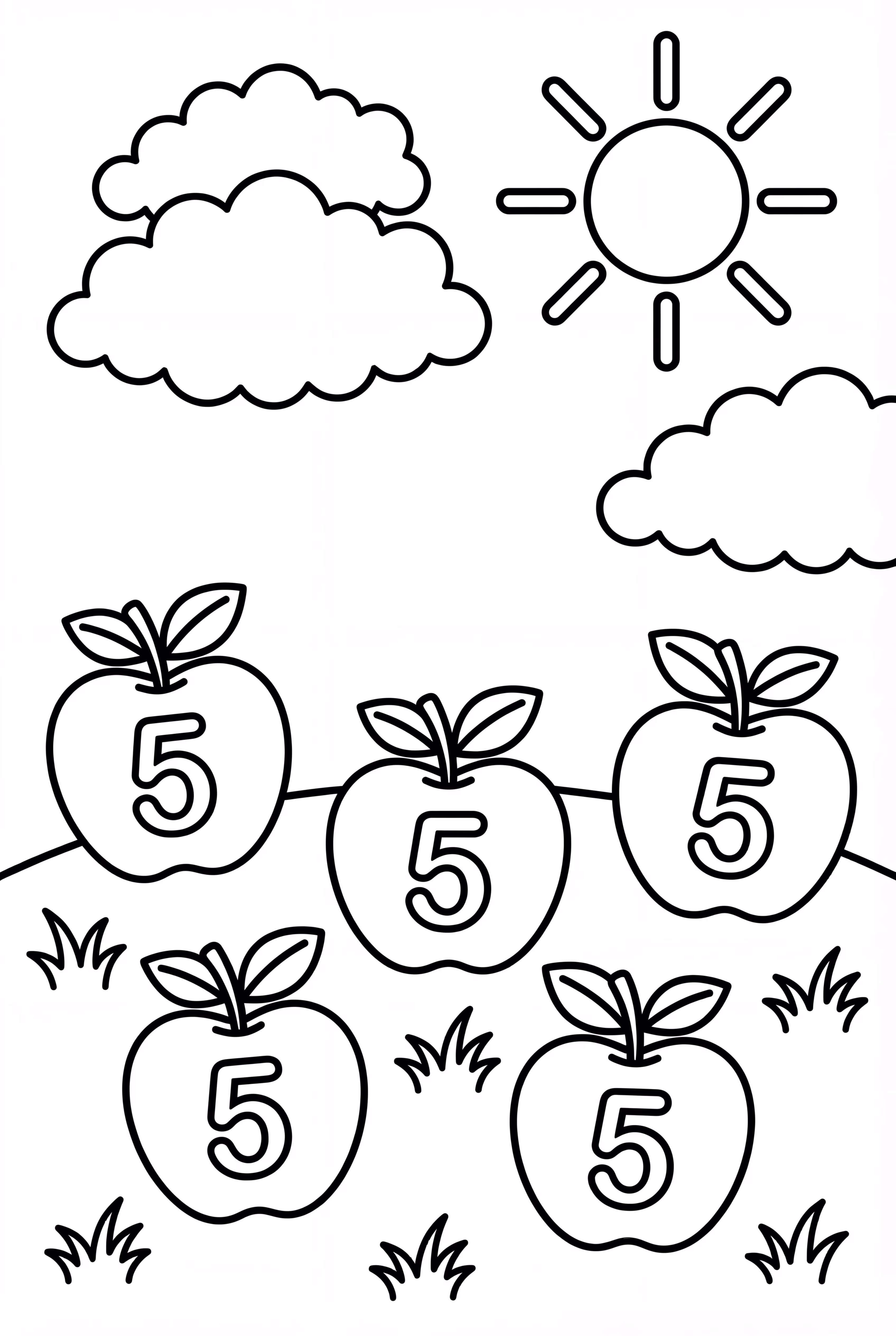 數一數有五個的蘋果