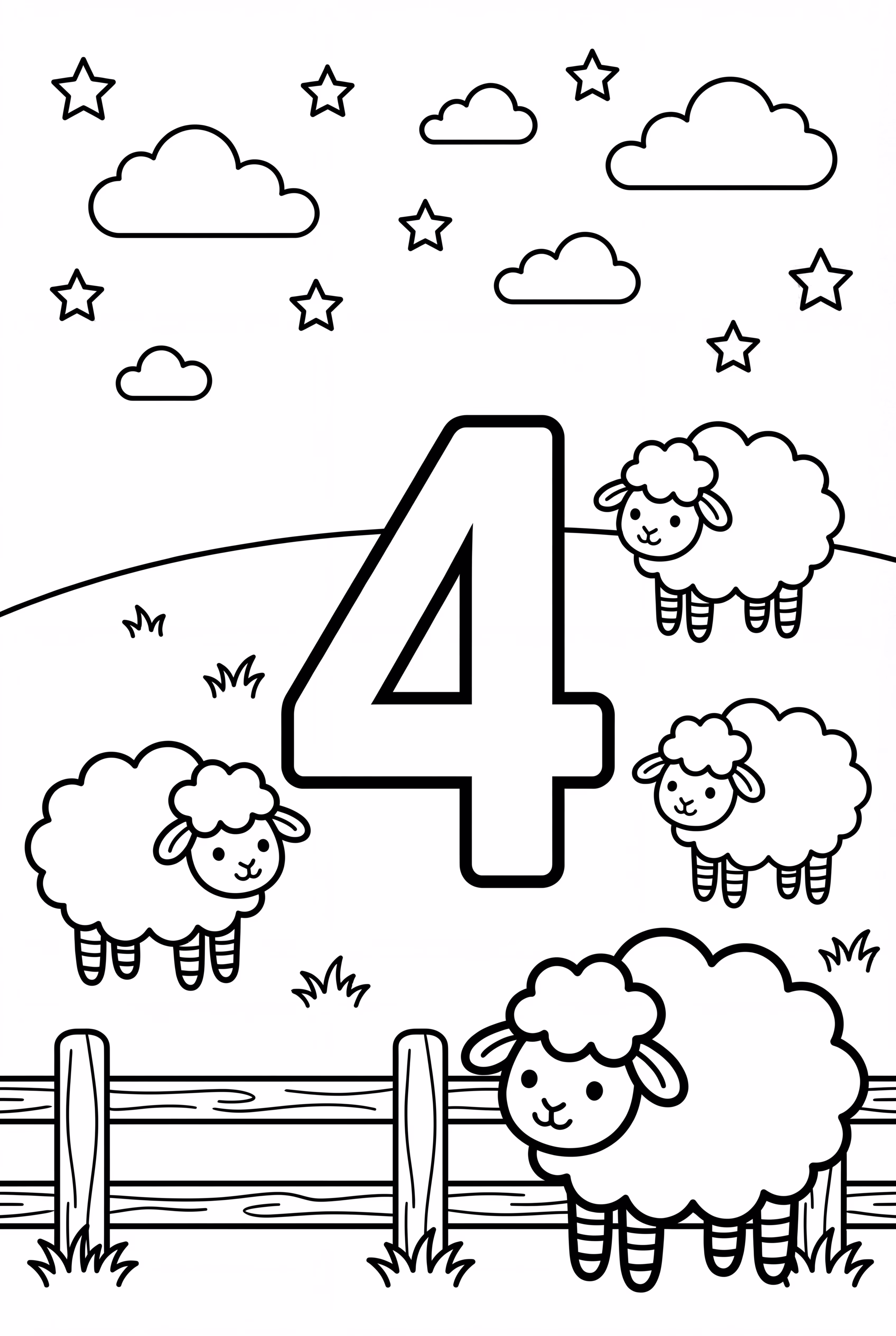 Counting Sheep With Number Four