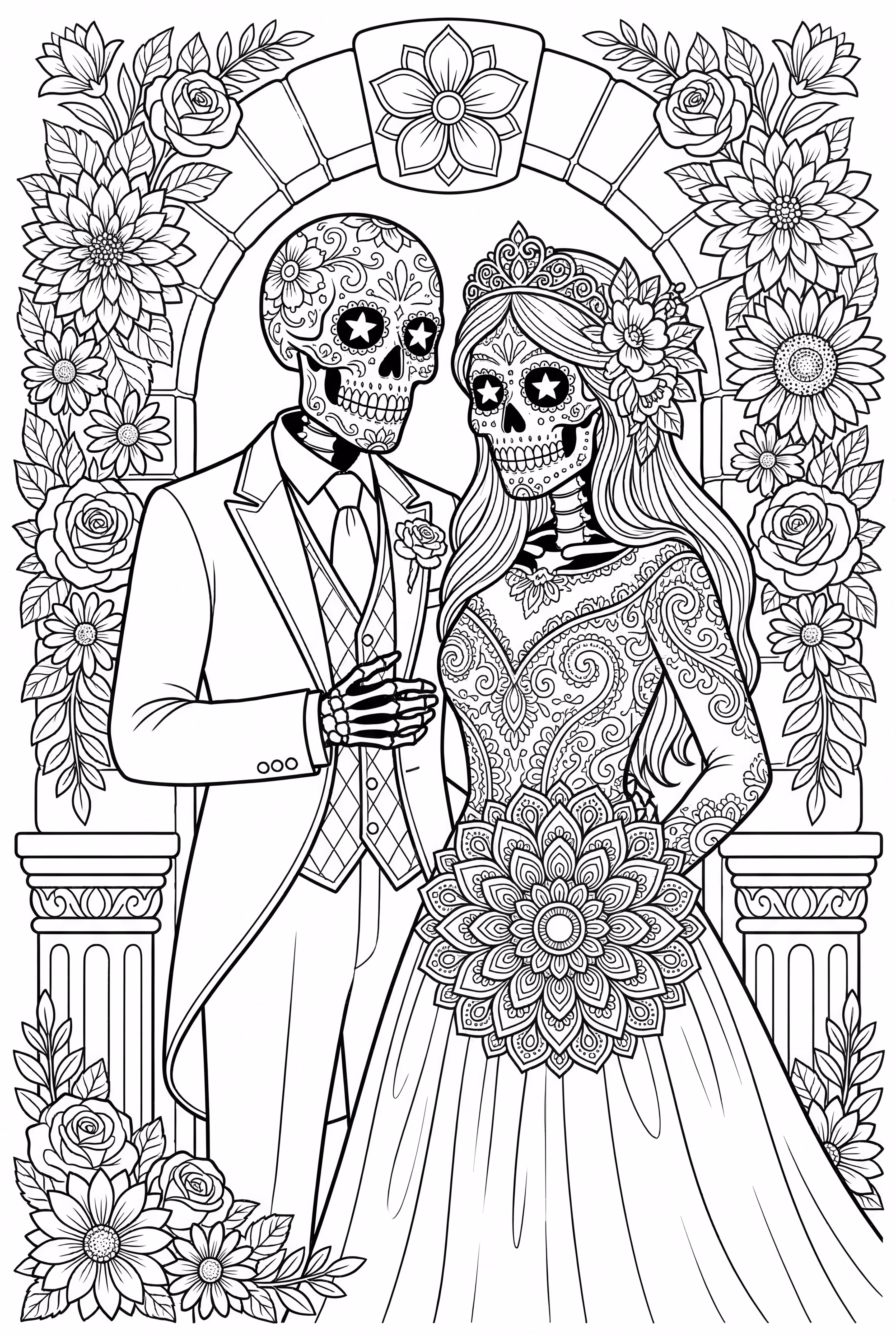 Couples sugar skull wedding