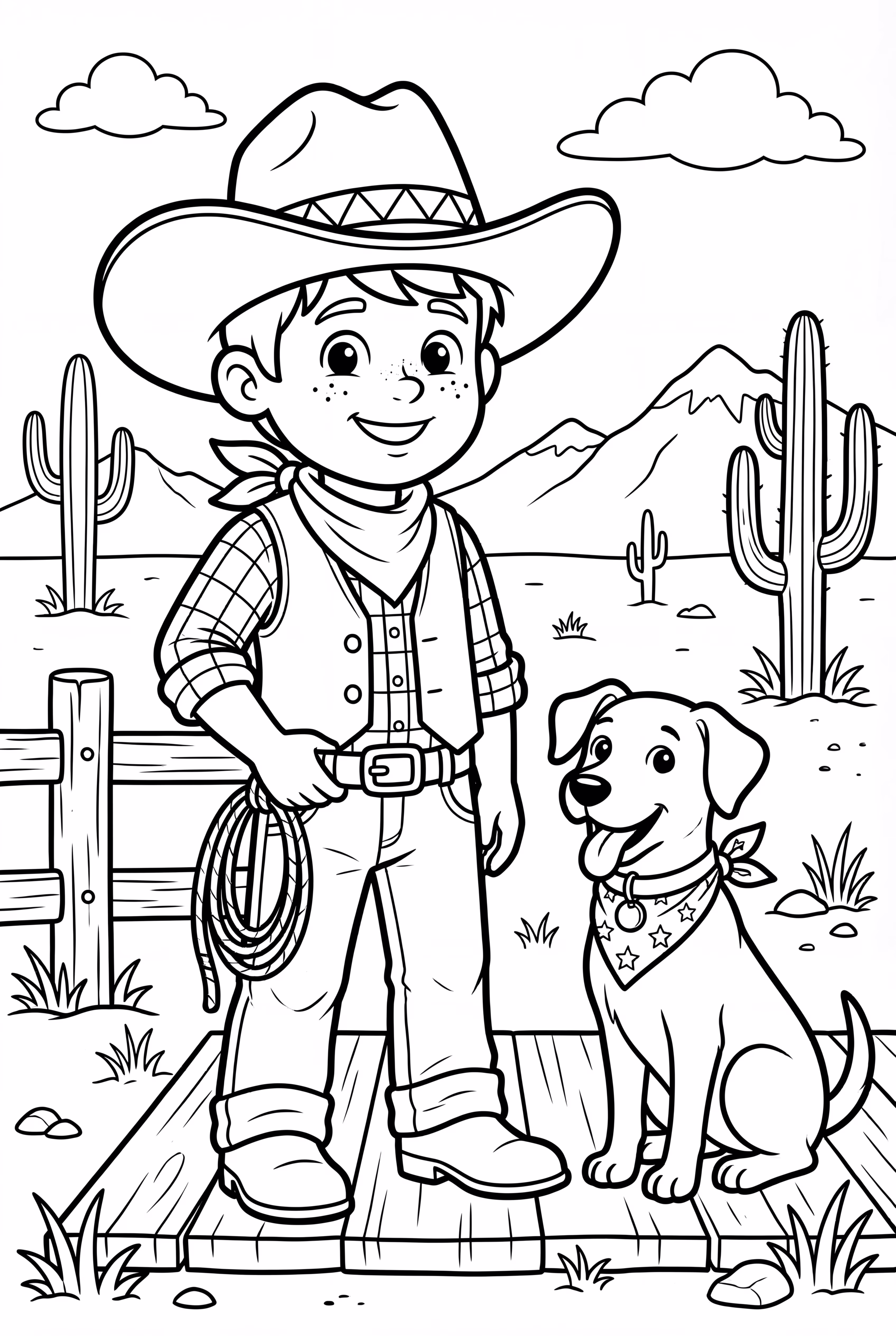 Cowboy and a loyal dog on an adventure