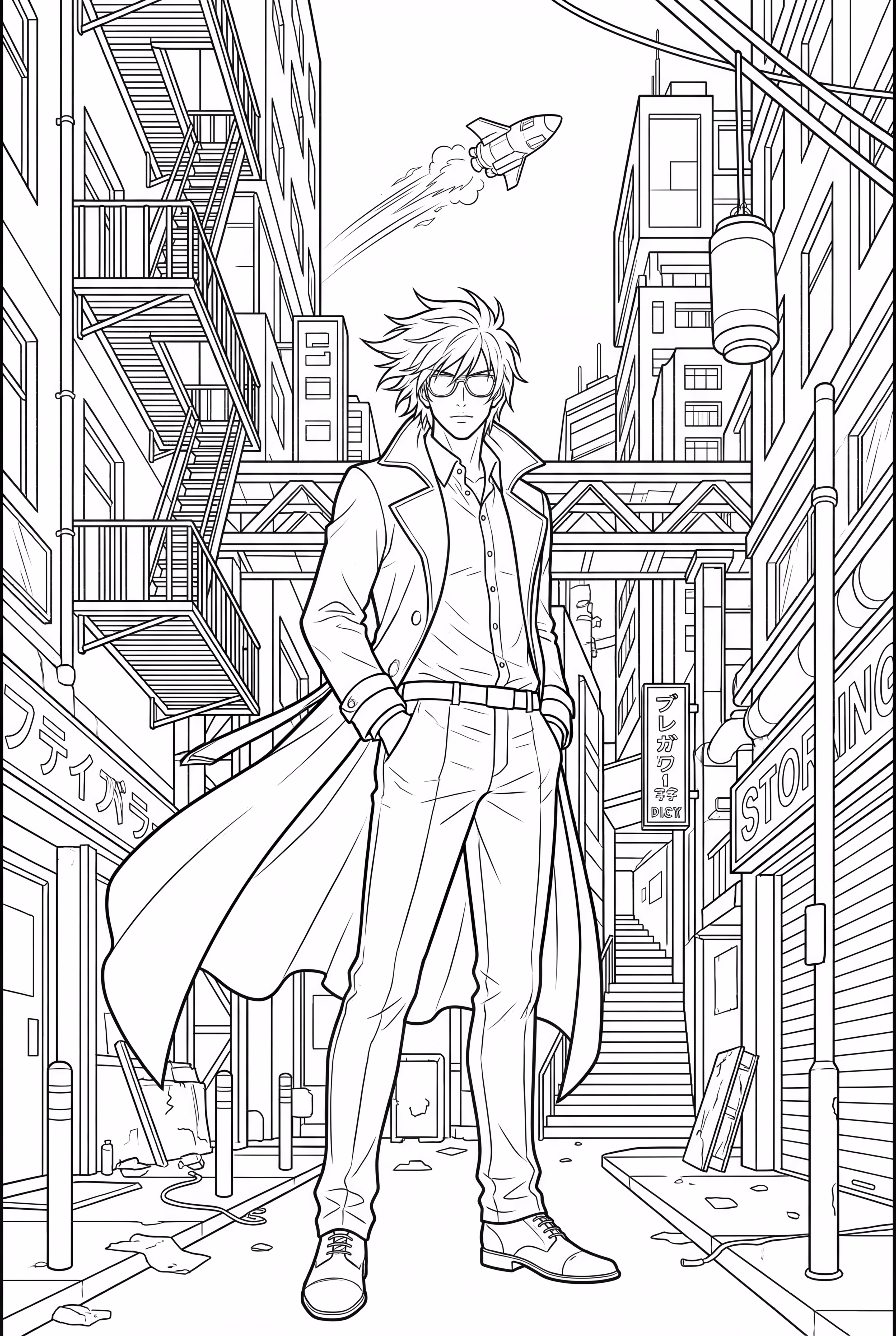 Cowboy bebop-inspired character in a city-2