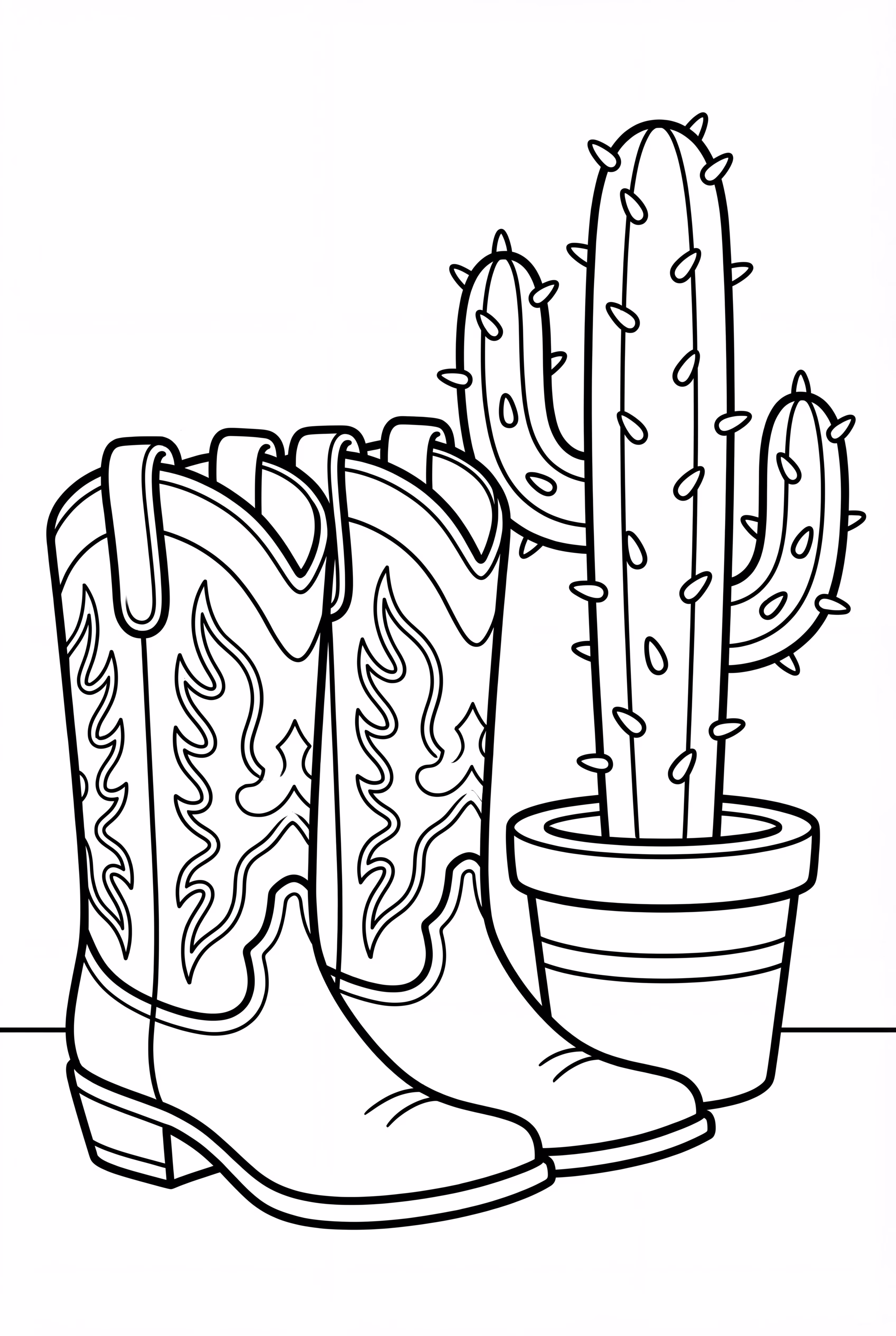 Cowboy Boots Next To A Cactus Plant