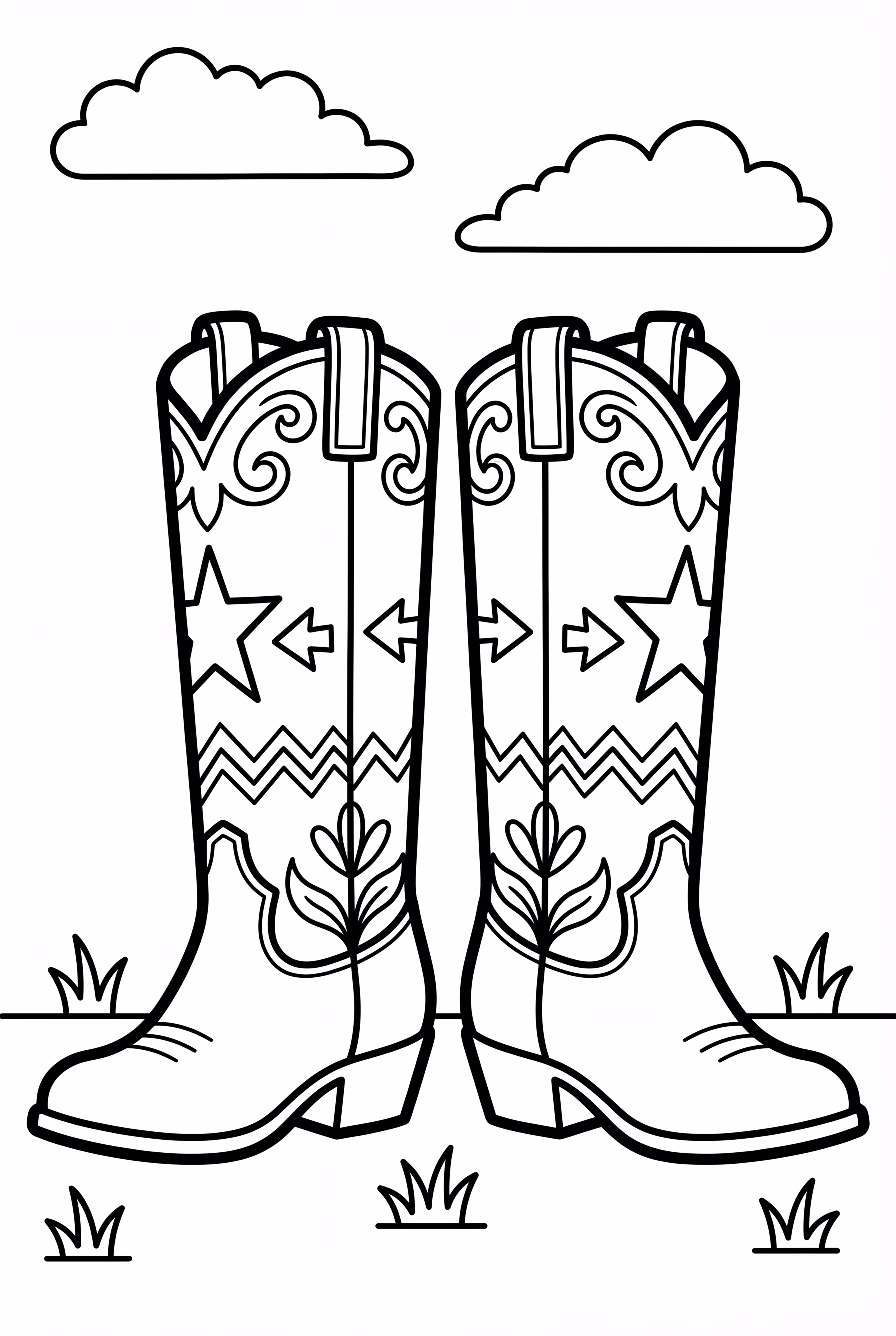 Cowboy Boots With Intricate Stitching Design