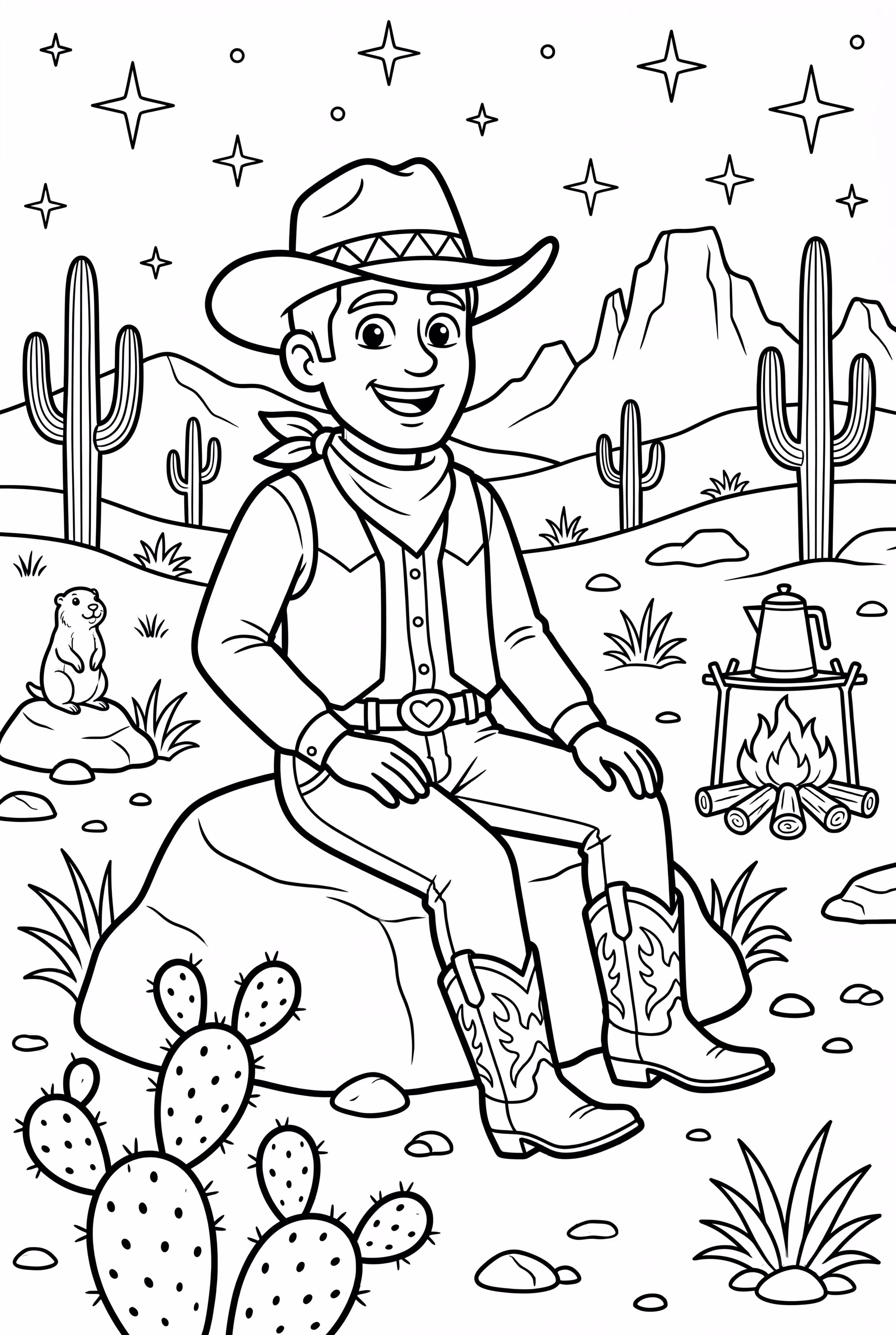 Cowboy enjoying a night under the stars-2