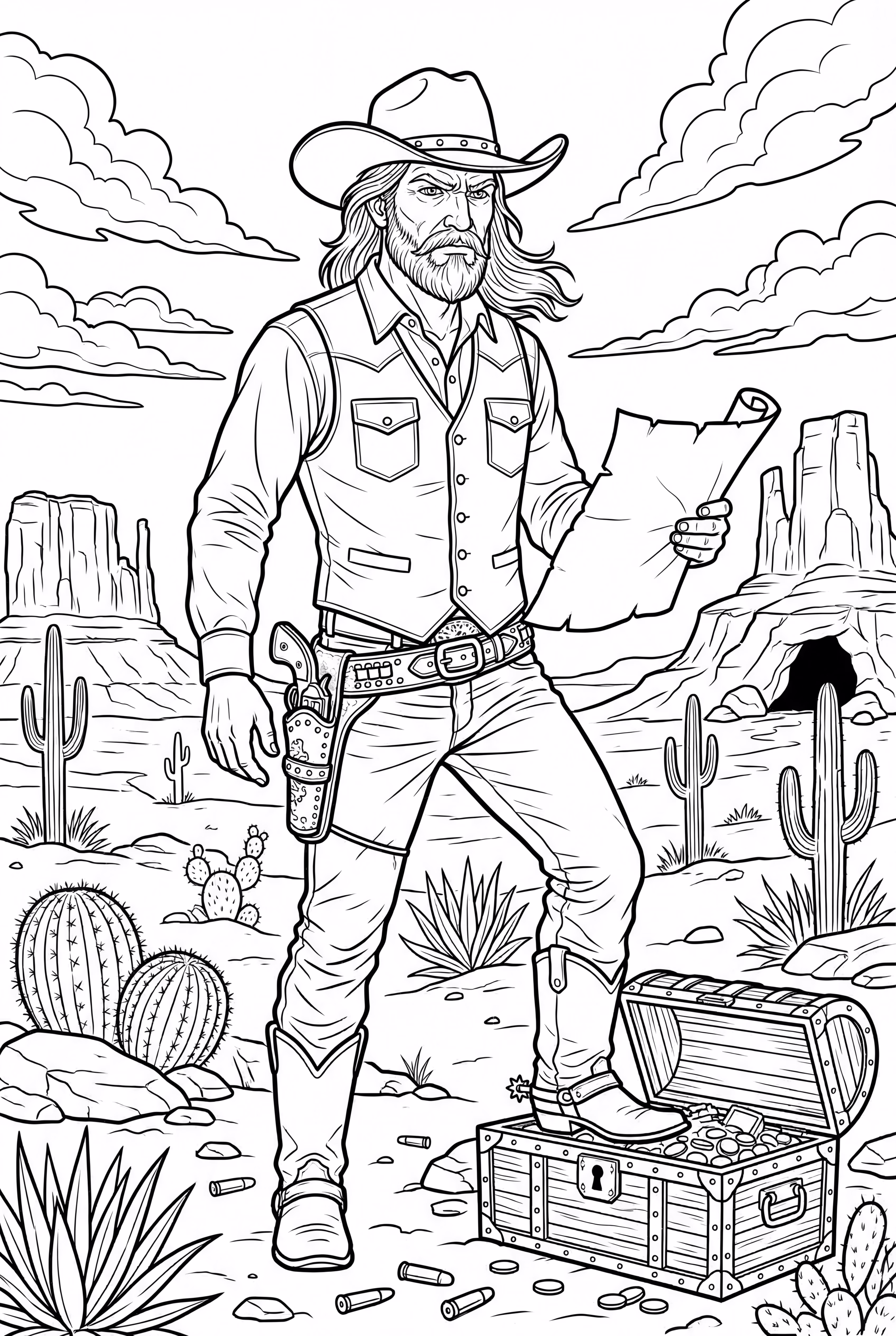 Cowboy hunting for treasure in the desert
