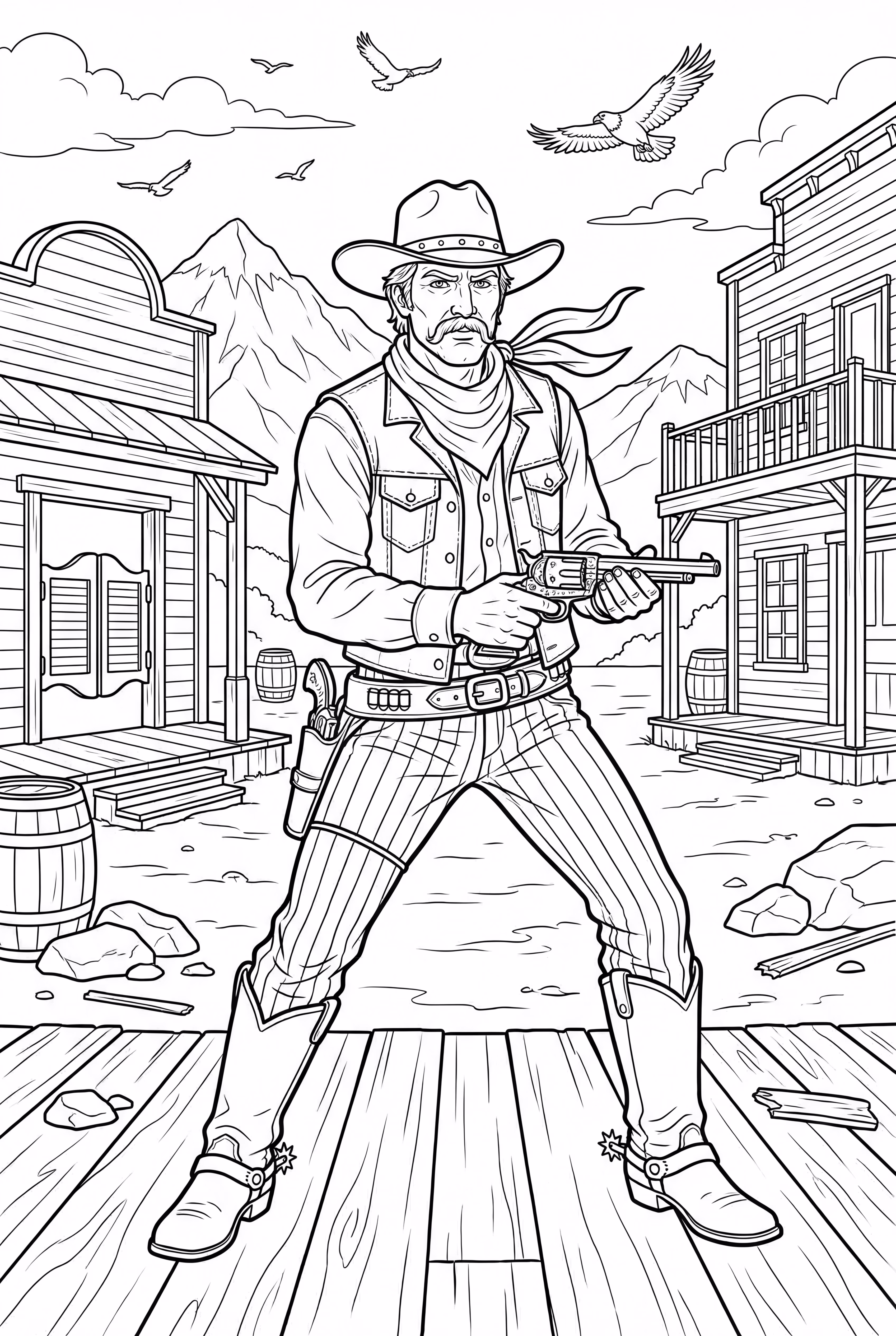 Cowboy in a showdown at high noon