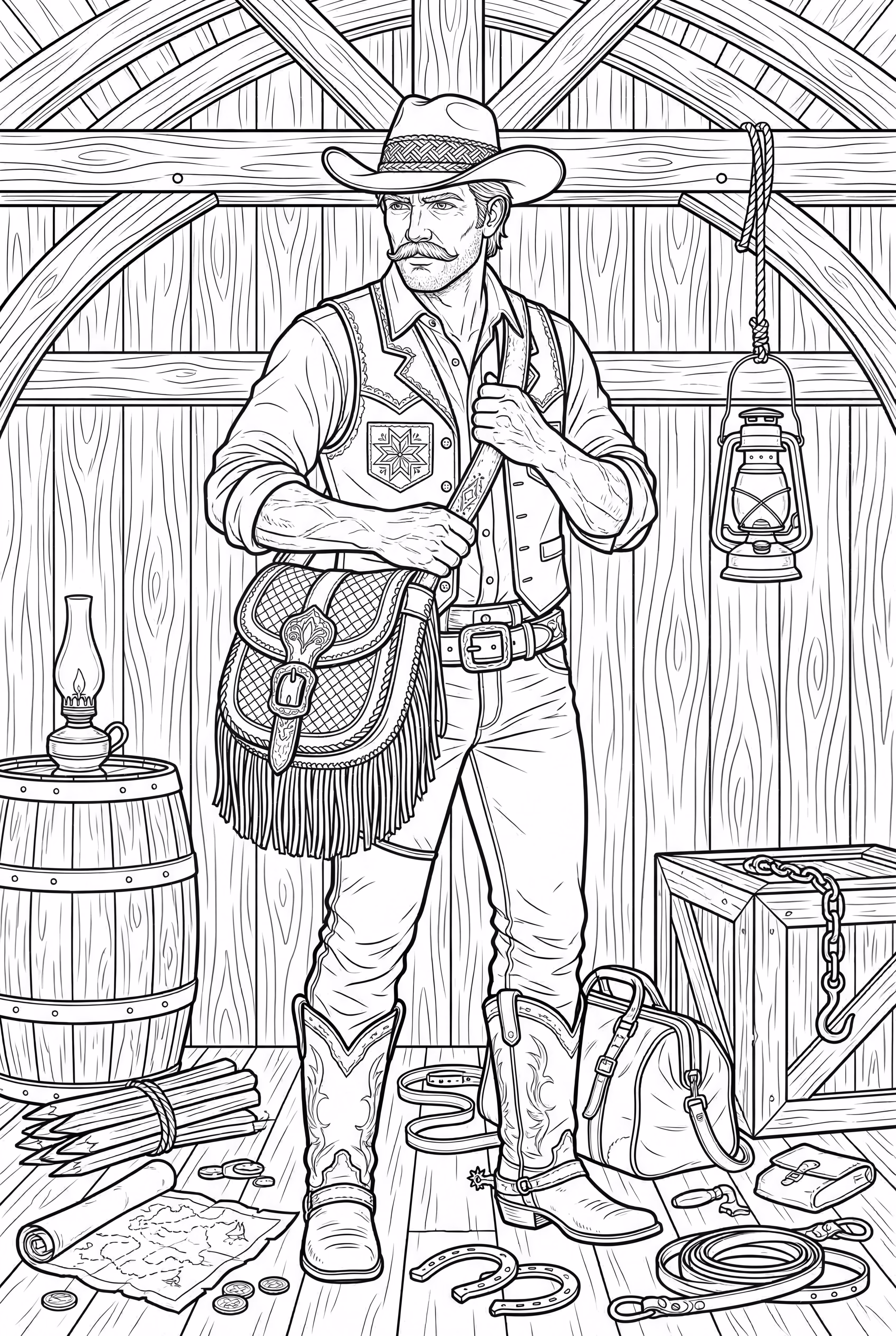 Cowboy packing gear for a long journey