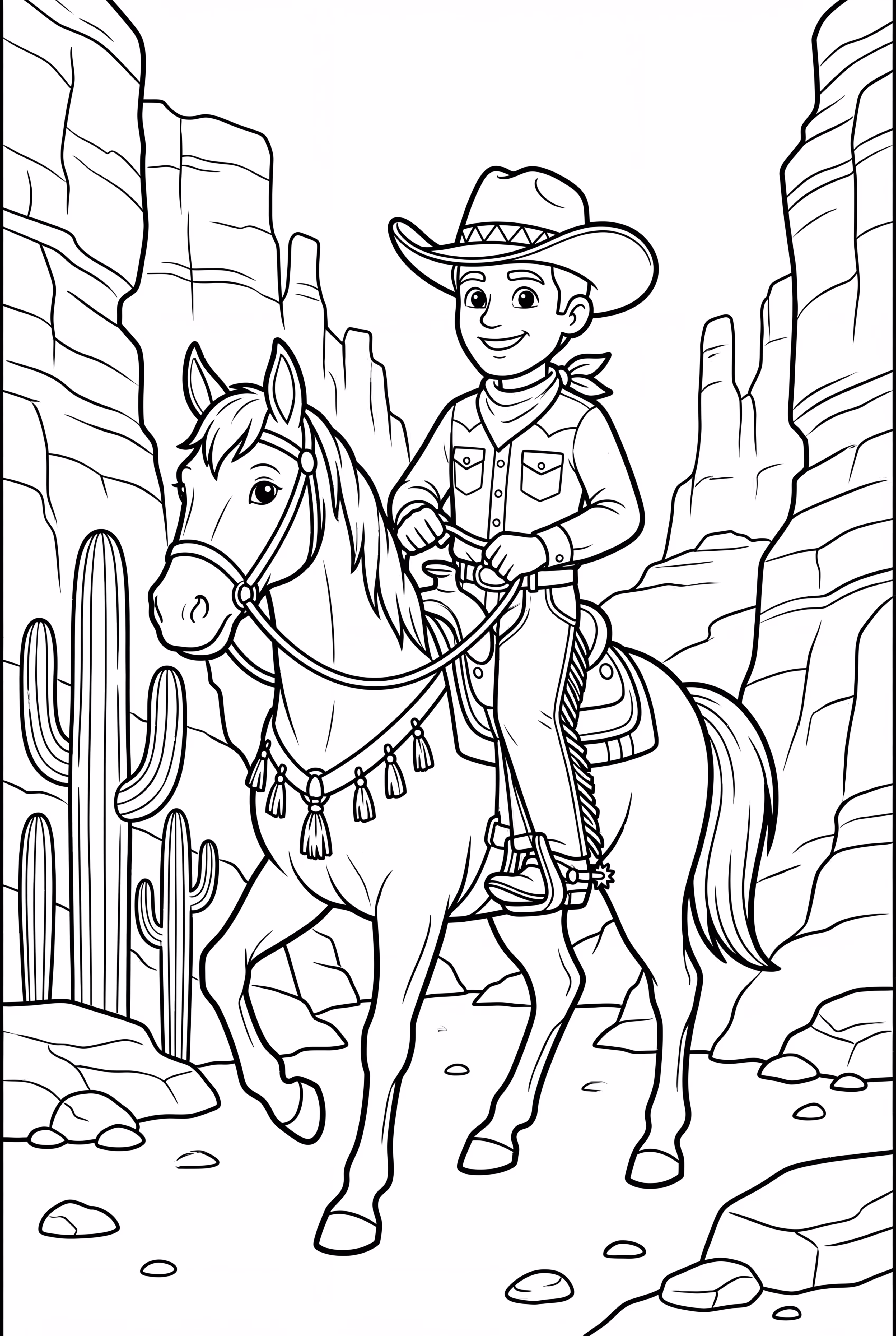 Cowboy riding through a beautiful canyon-2