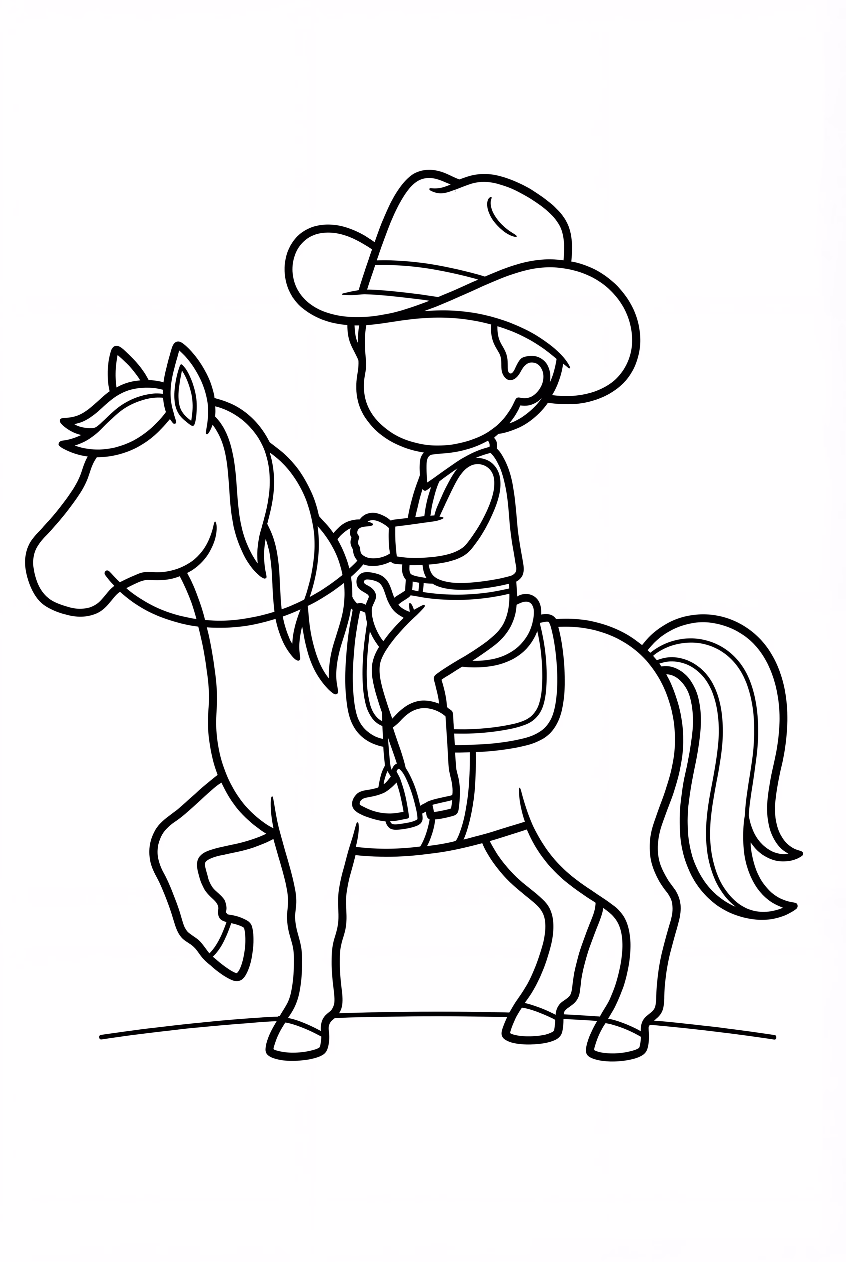 Cowboy Silhouette Riding Into Sunset