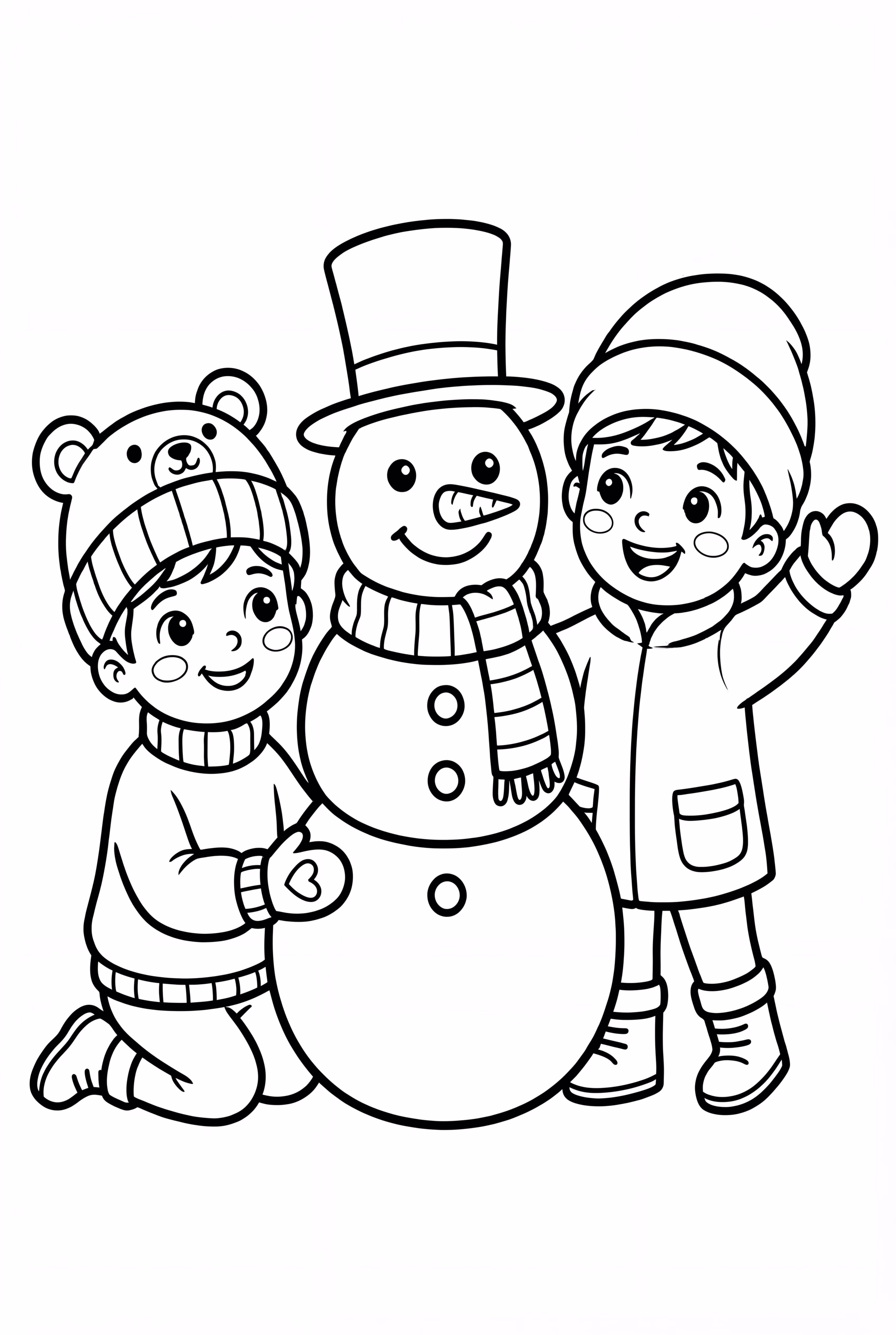 Cozy Friends Building A Snowman