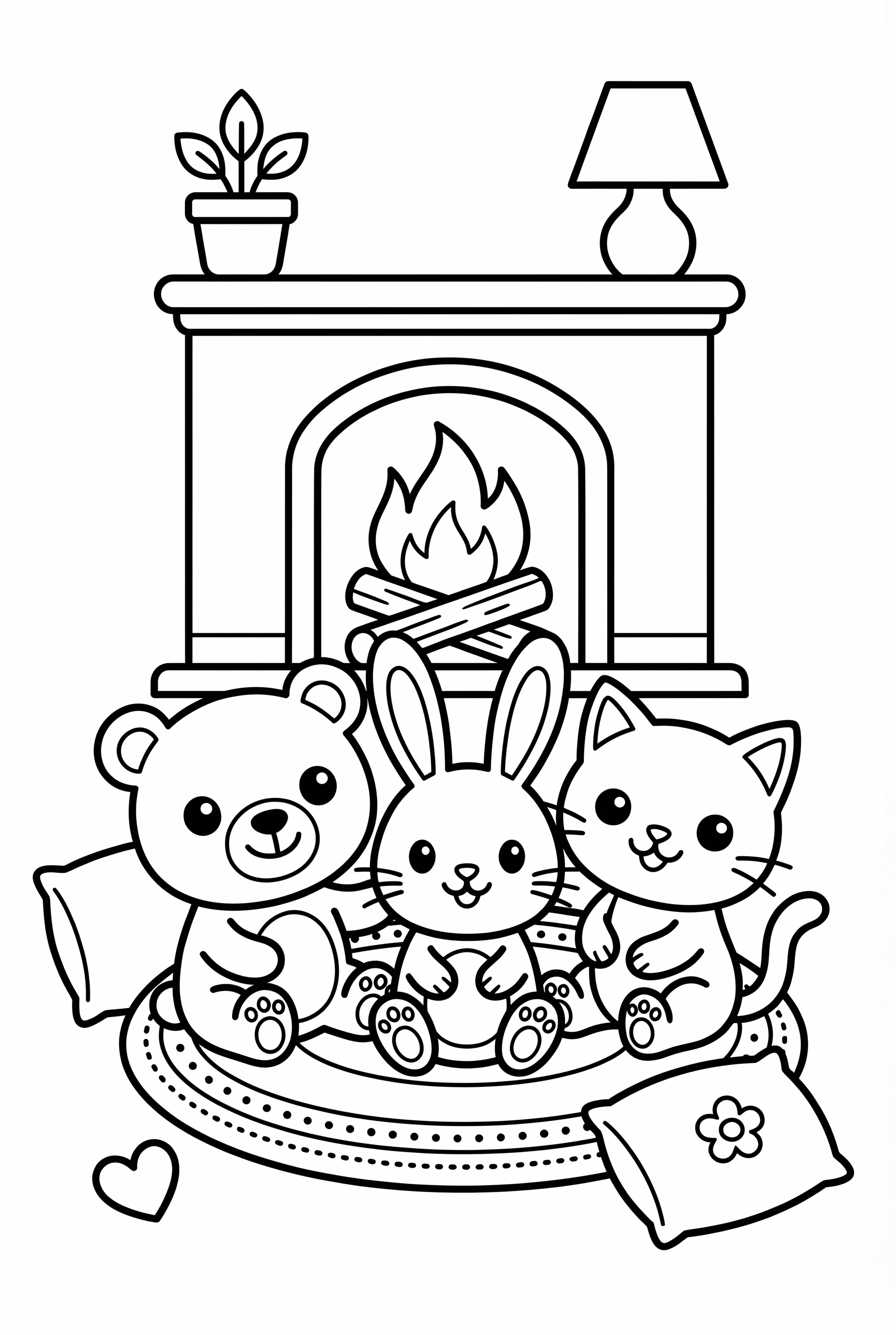 Cozy Friends By The Fireplace