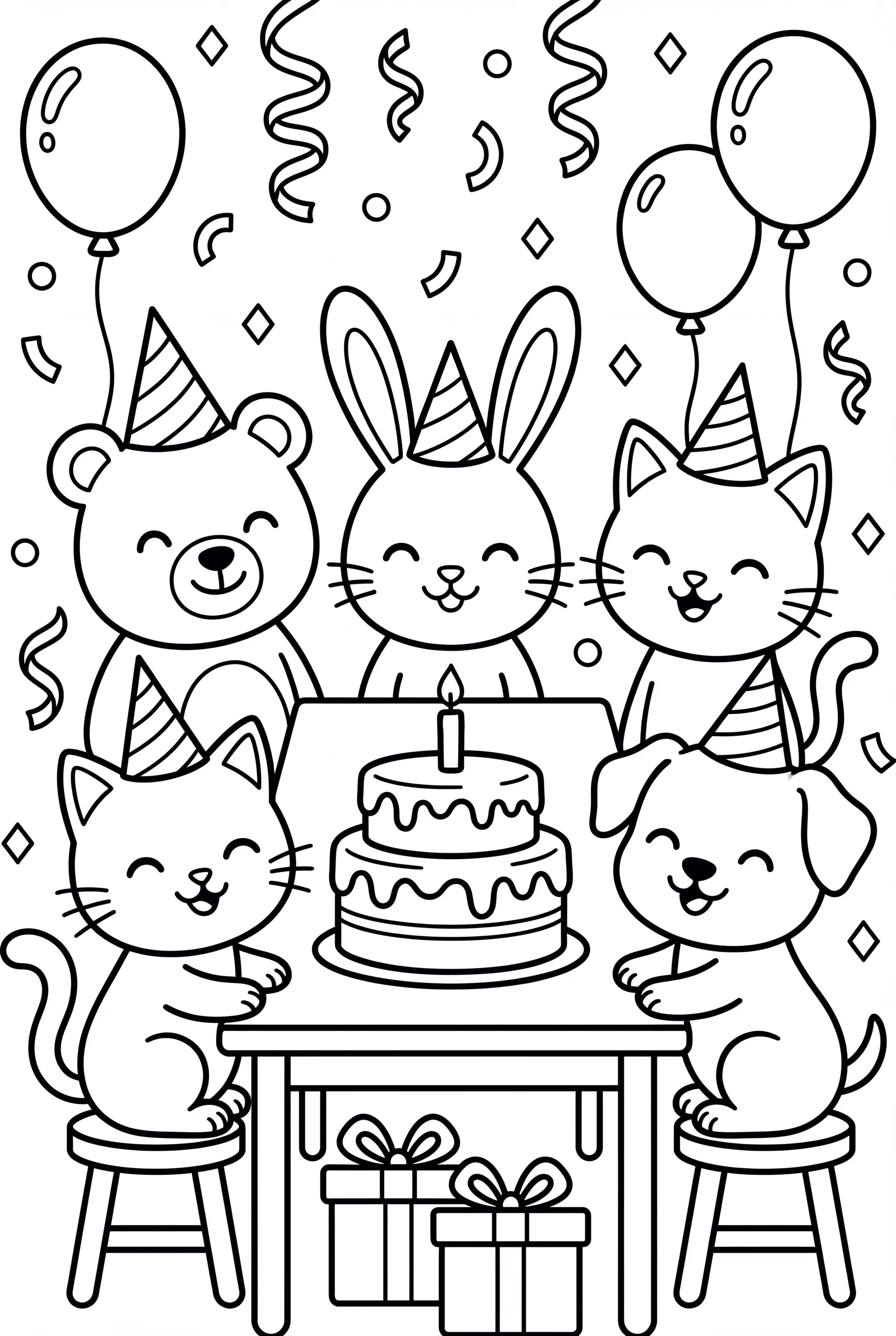 생일을 축하하는 아늑한 친구들