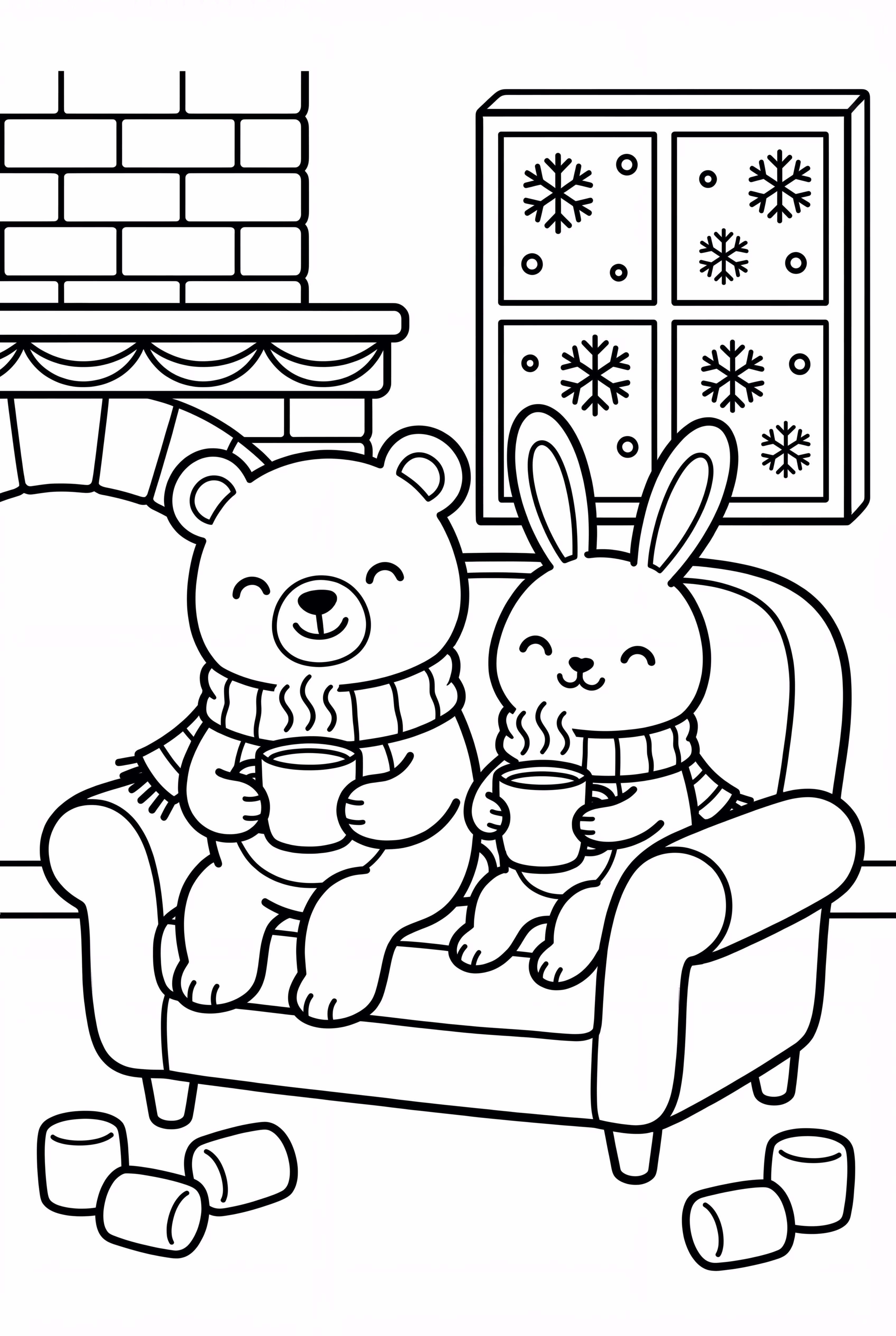 Cozy Friends Drinking Hot Chocolate