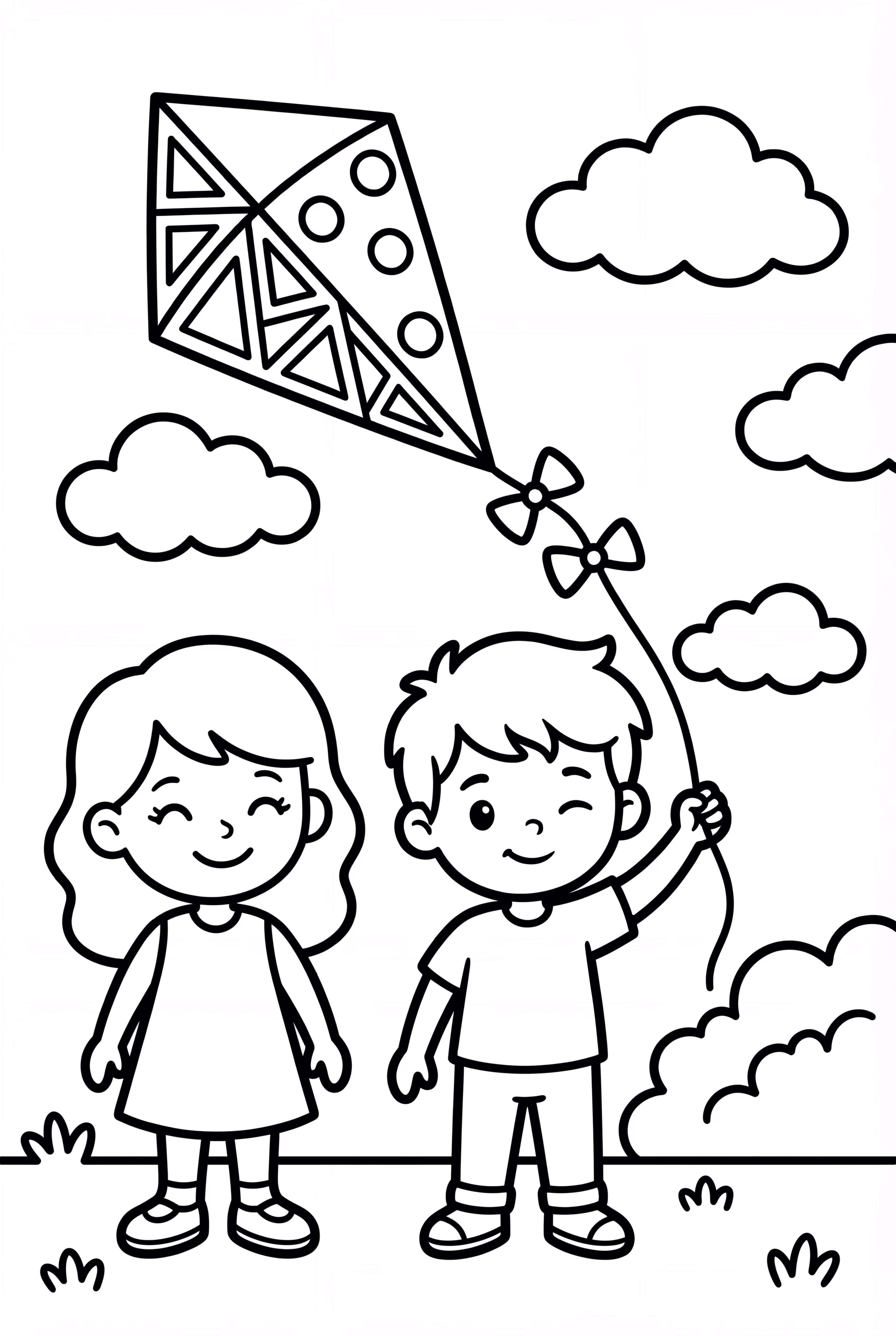 Cozy Friends Flying A Kite