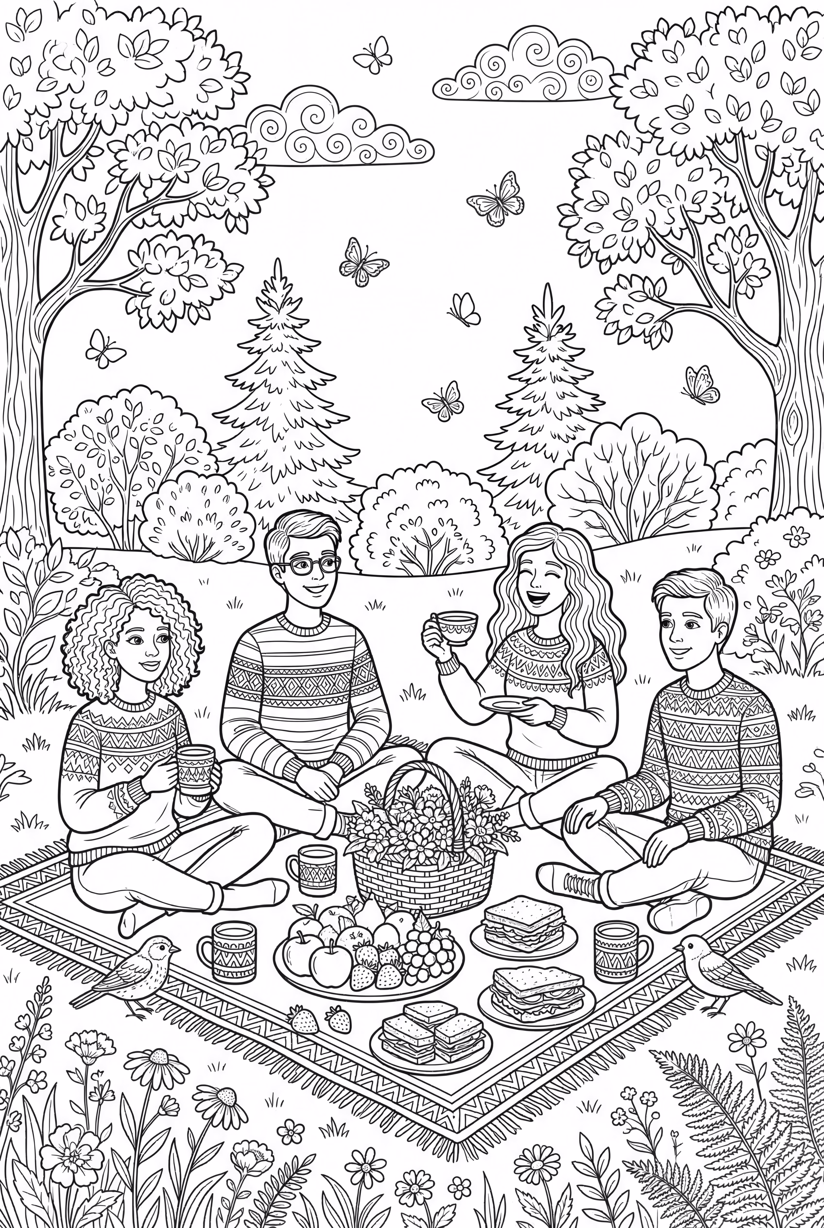 温馨朋友们的野餐