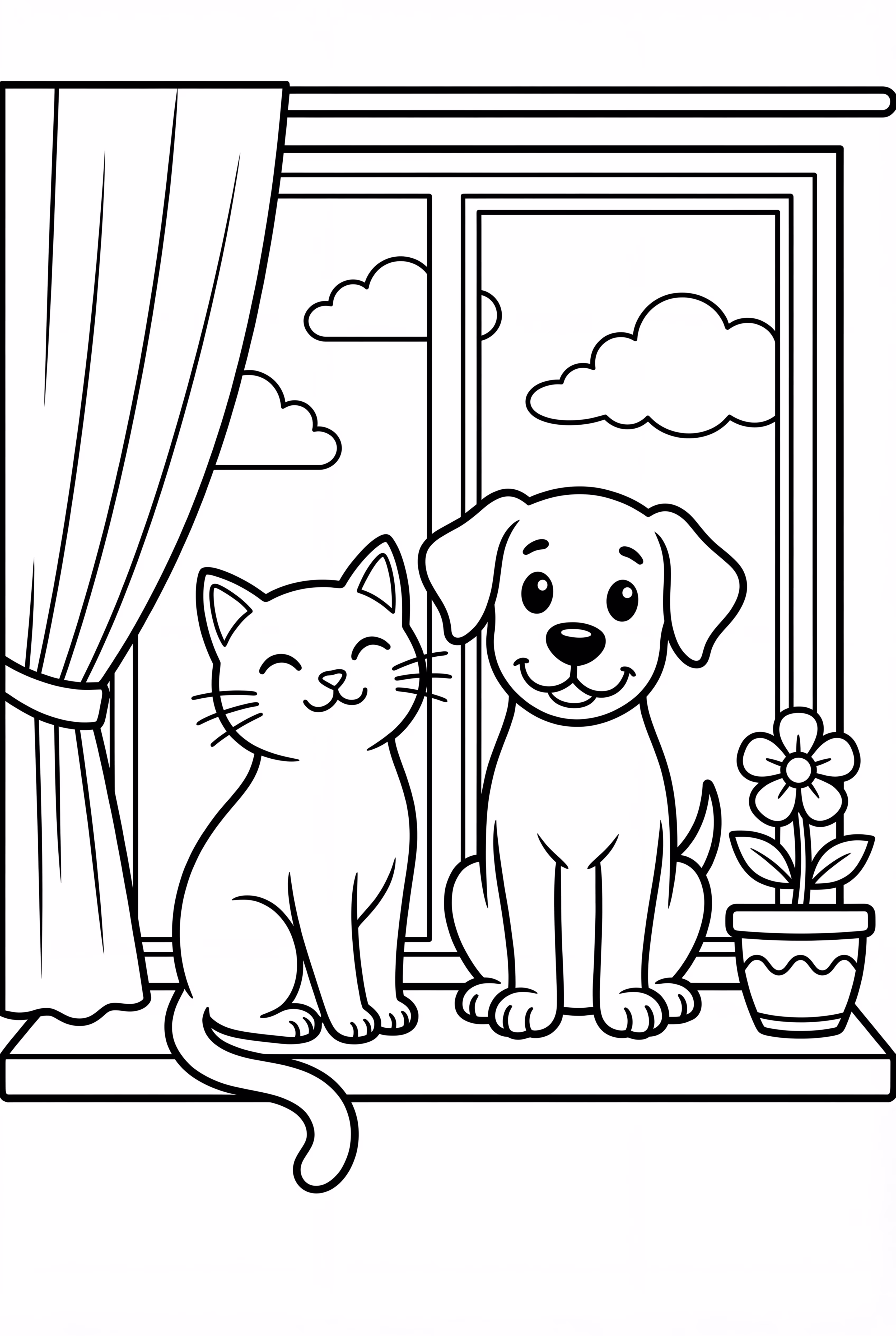 Cozy Friends Looking Through A Window