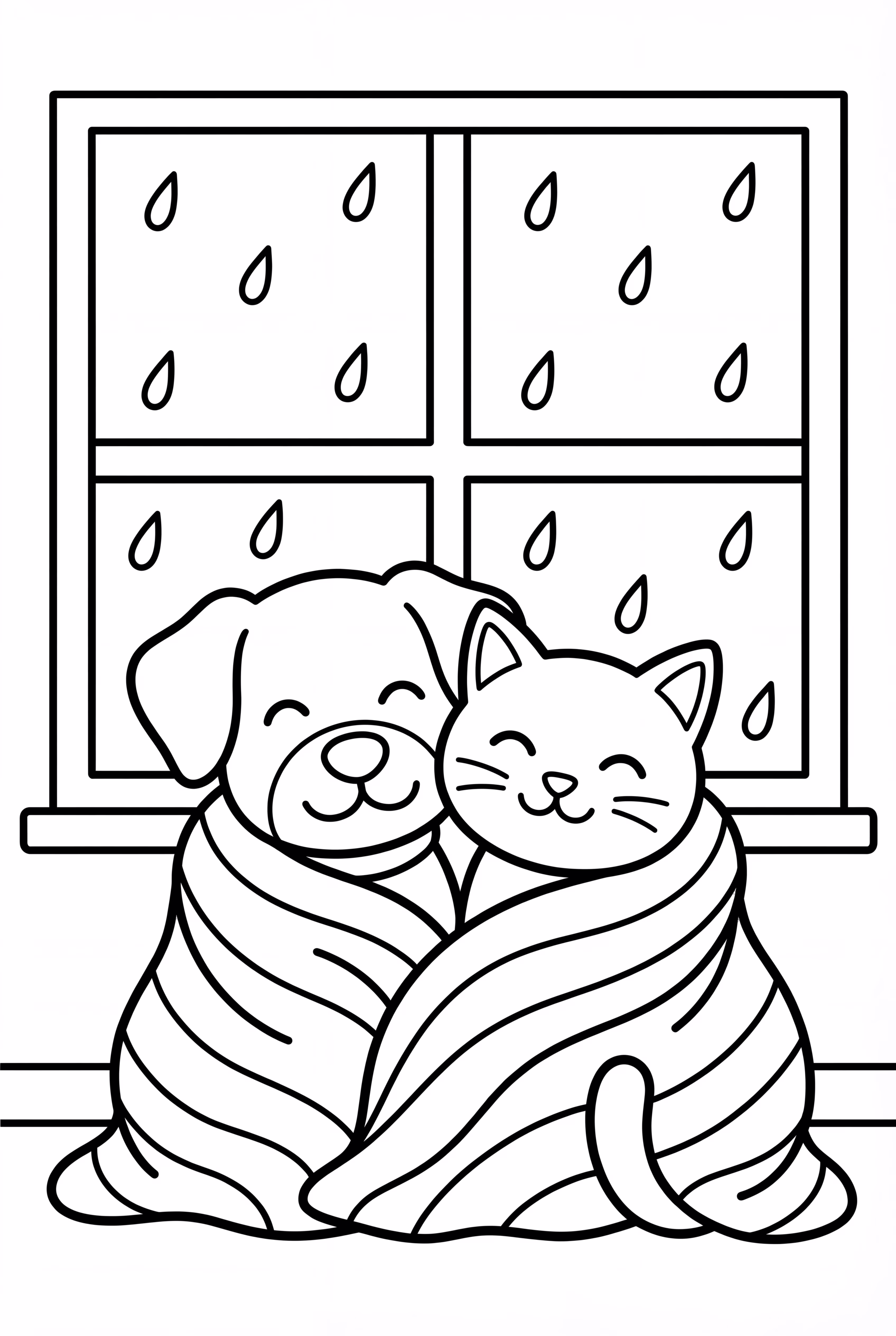 Cozy Friends On A Rainy Day