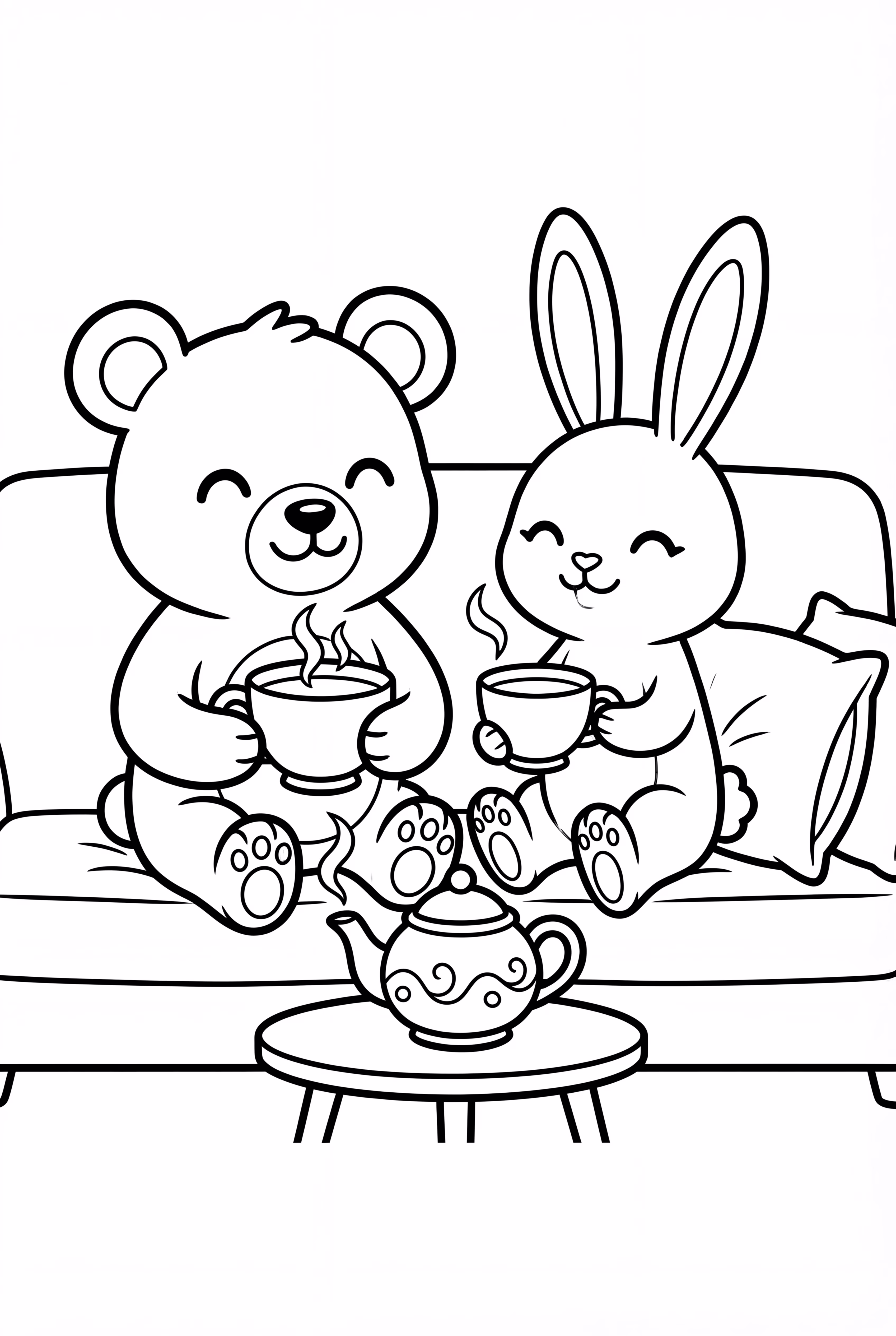 Cozy Friends Sipping Tea